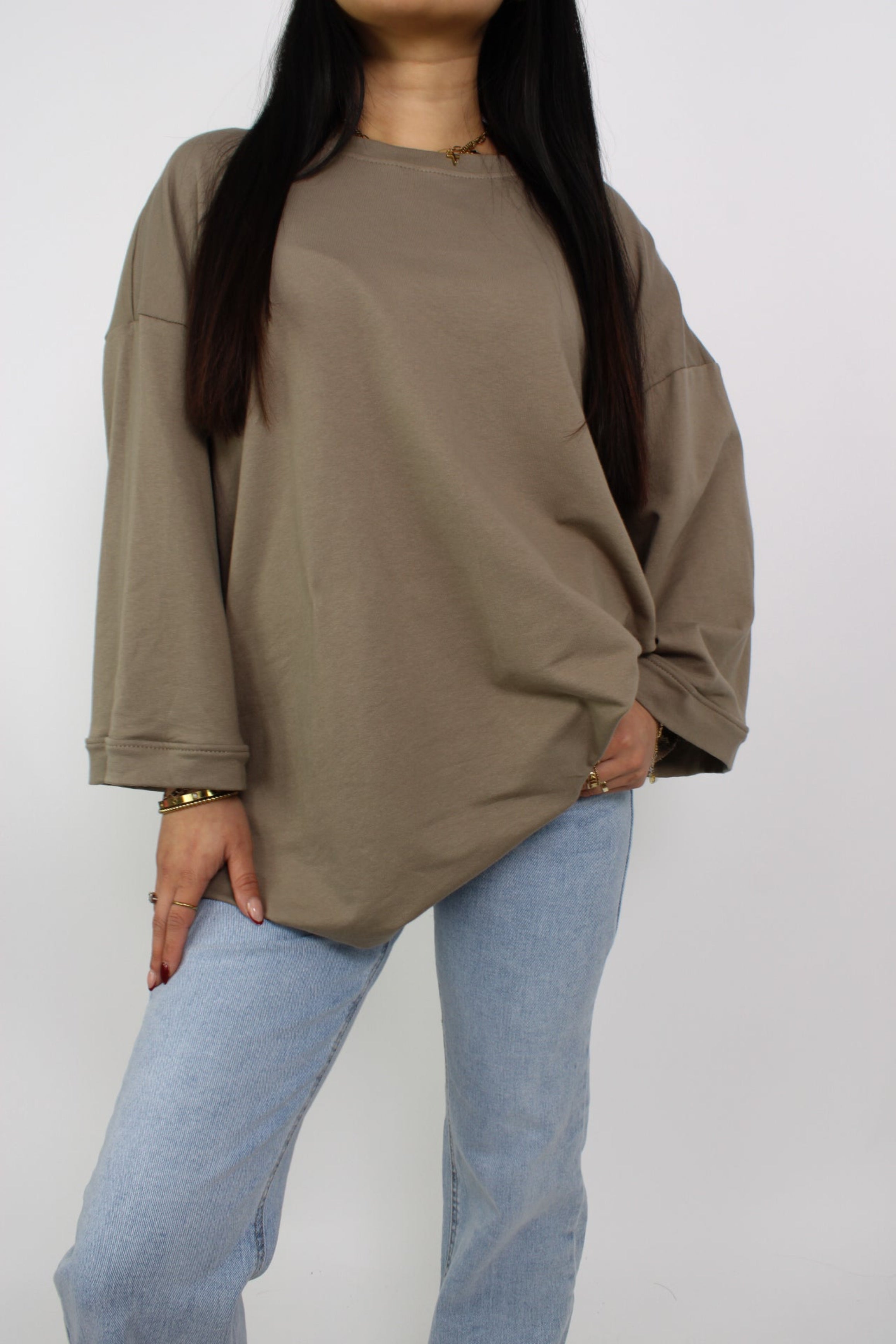 OVERSIZED BASIC T - TAUPE