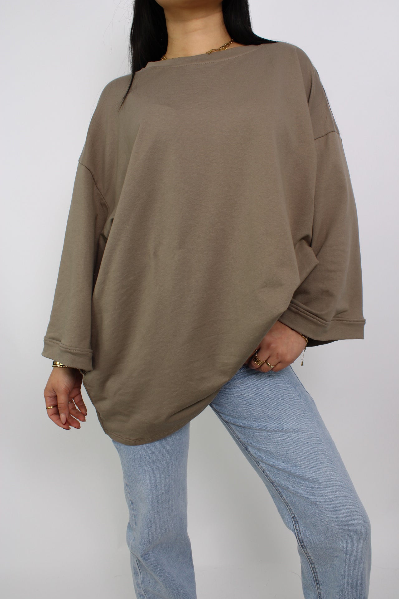 OVERSIZED BASIC T - TAUPE