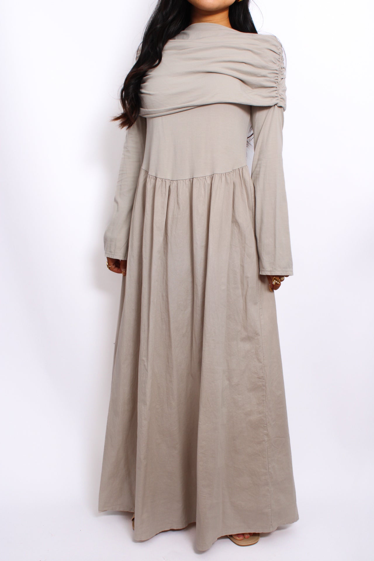 AYA OFF SHOULDER DRESS - BEIGE
