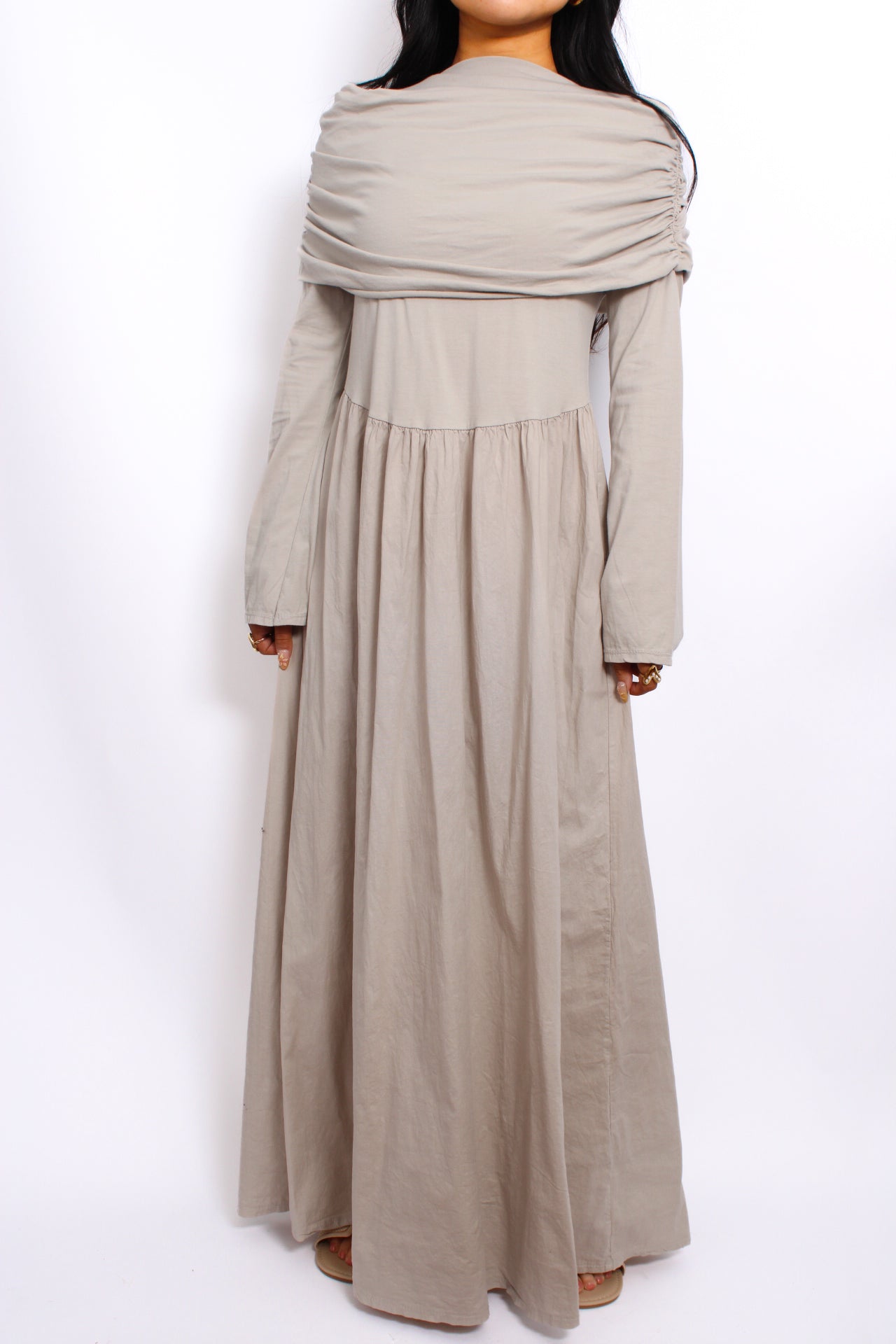 AYA OFF SHOULDER DRESS - BEIGE