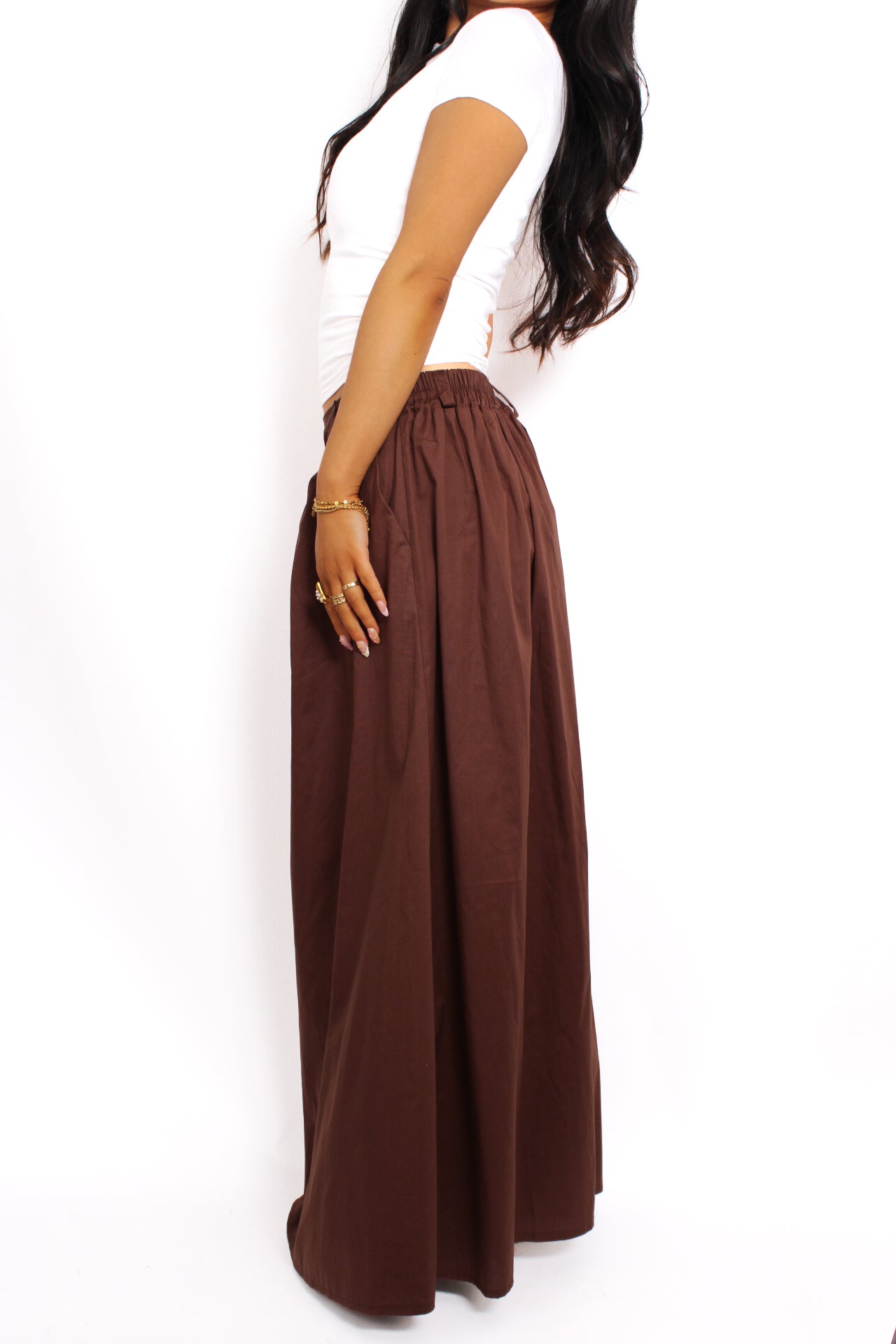 OCEAN BREEZE MAXI SKIRT - BROWN