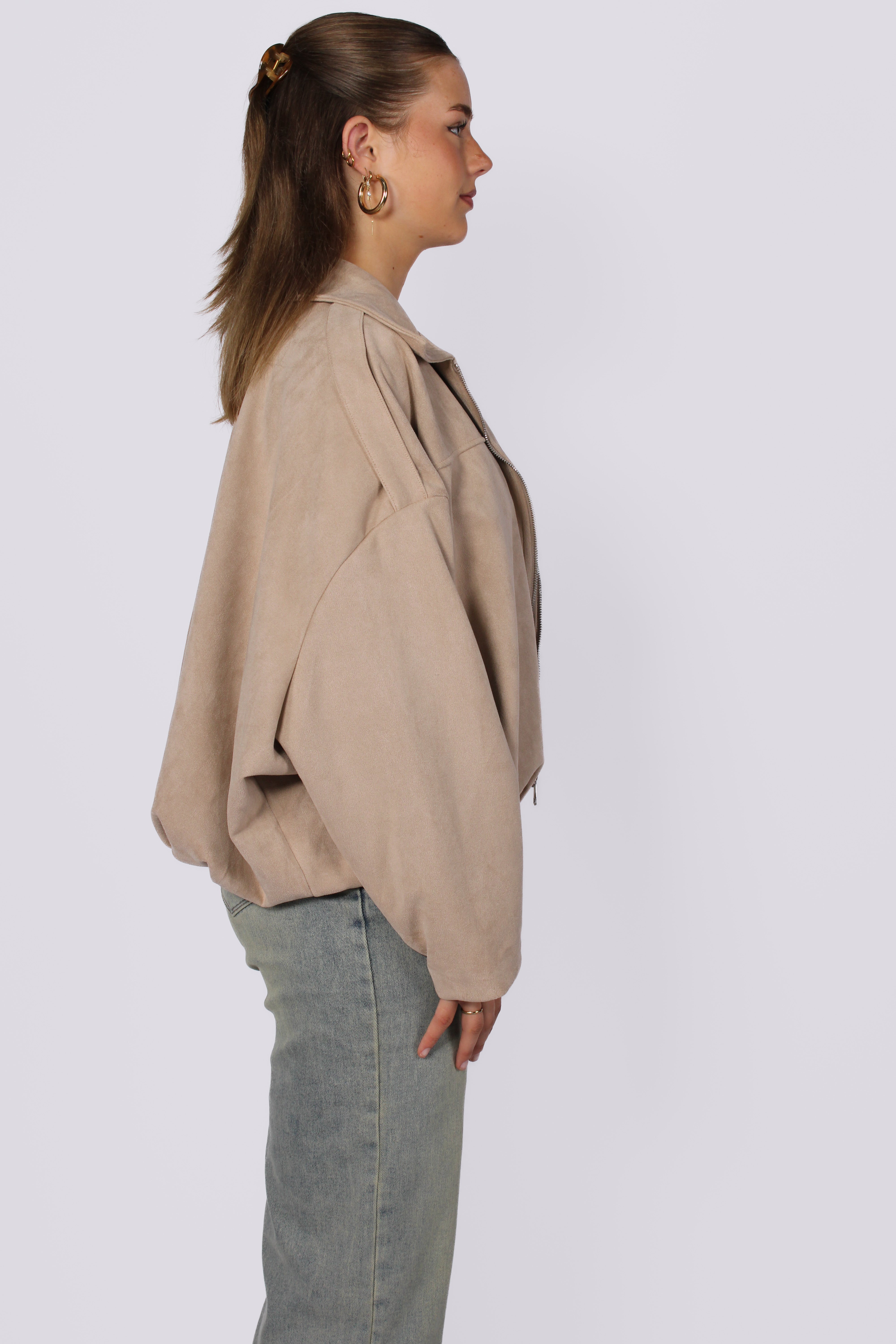 ''STUNTPRIJS'' COMFY SUEDE JACKET - BEIGE