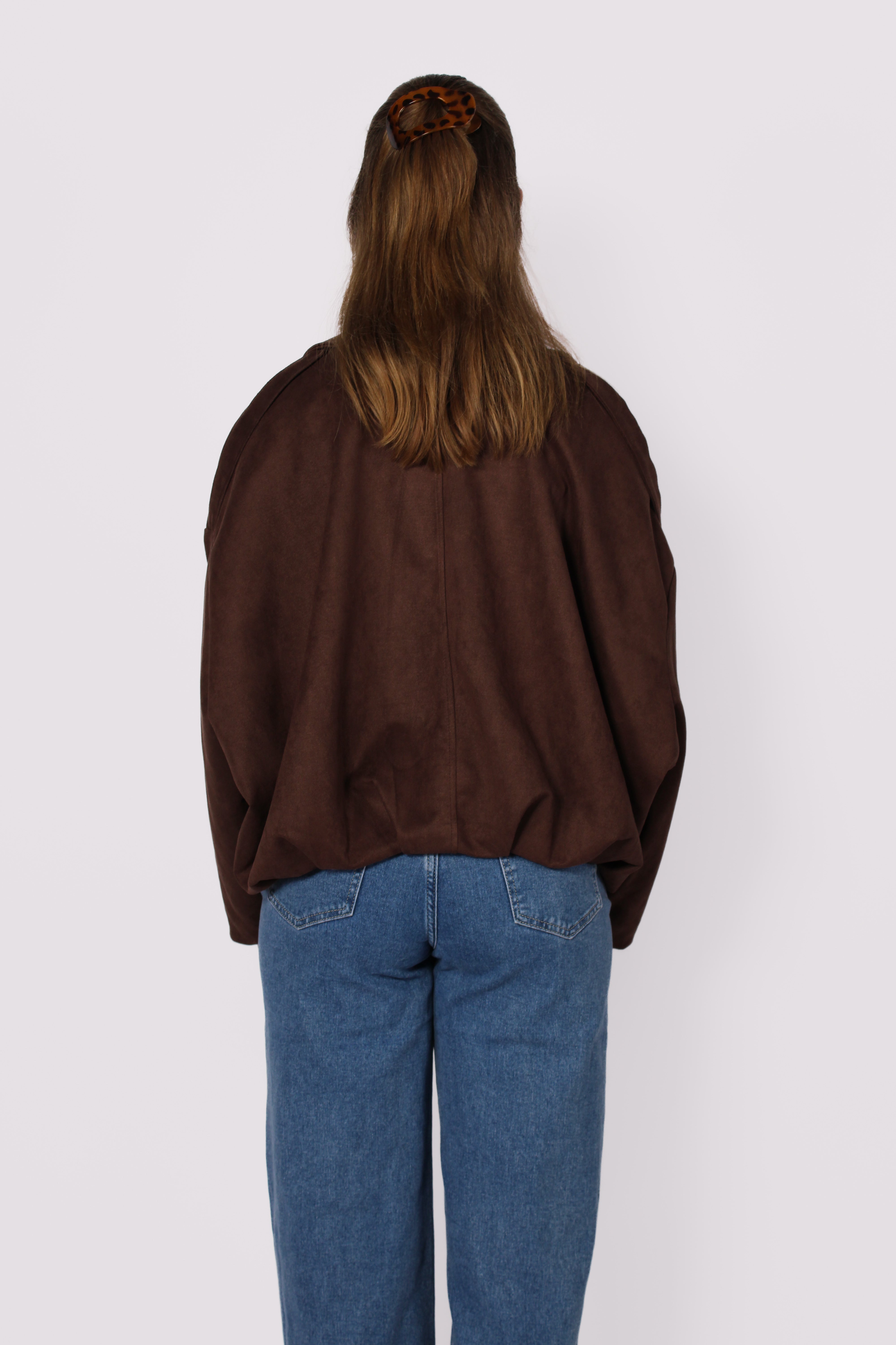 ''STUNTPRIJS'' COMFY SUEDE JACKET - DARK BROWN