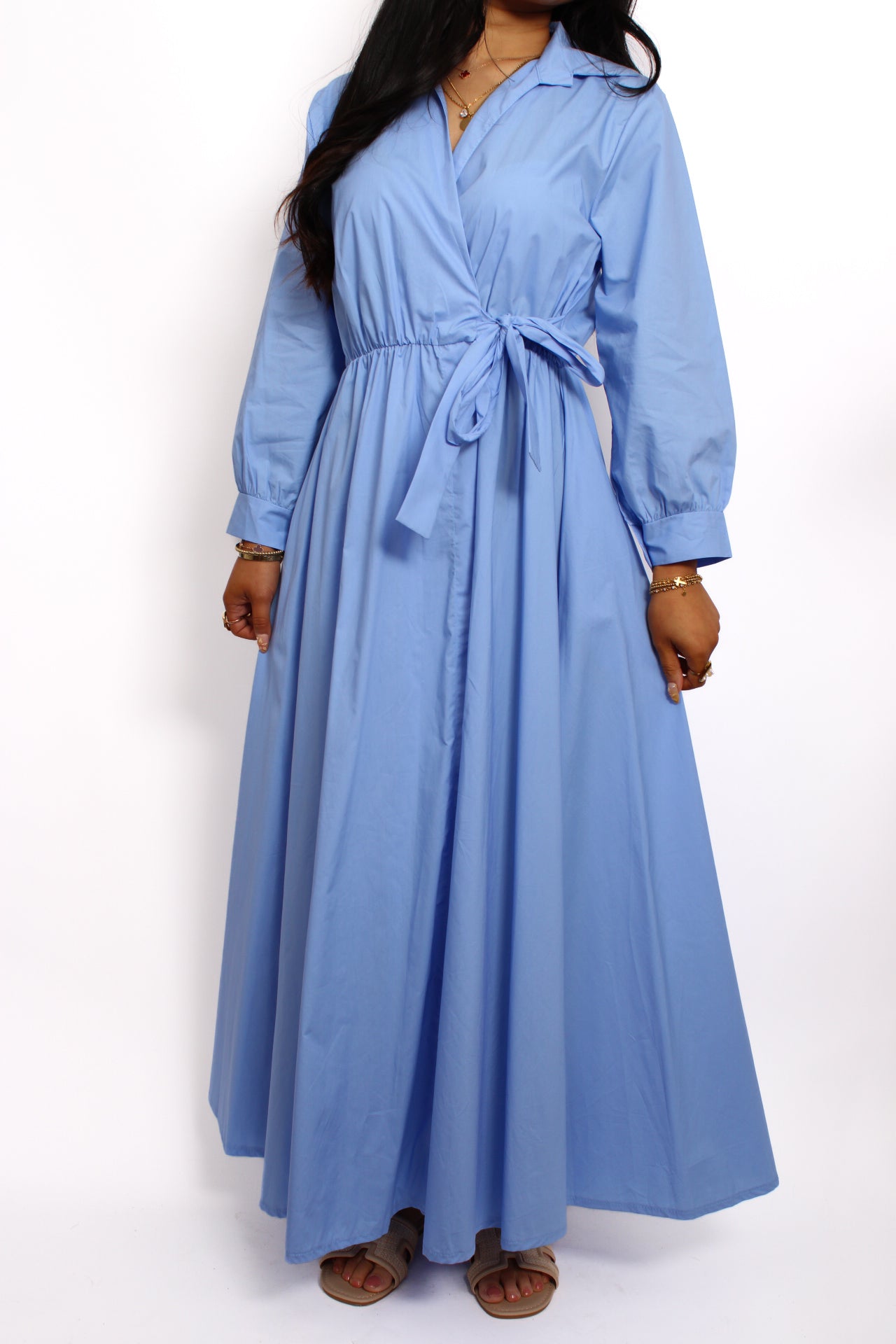 THE COTTON FLOW DRESS - BLUE