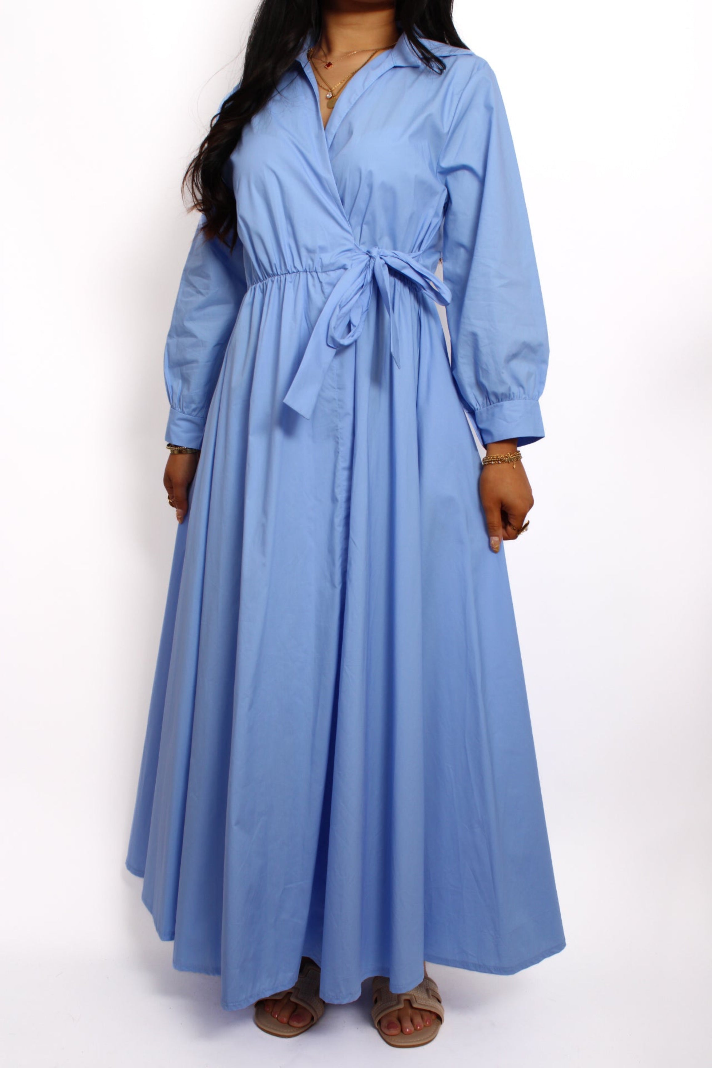 THE COTTON FLOW DRESS - BLUE
