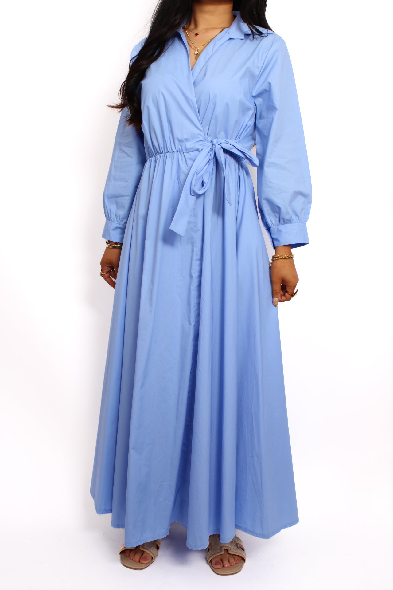 THE COTTON FLOW DRESS - BLUE