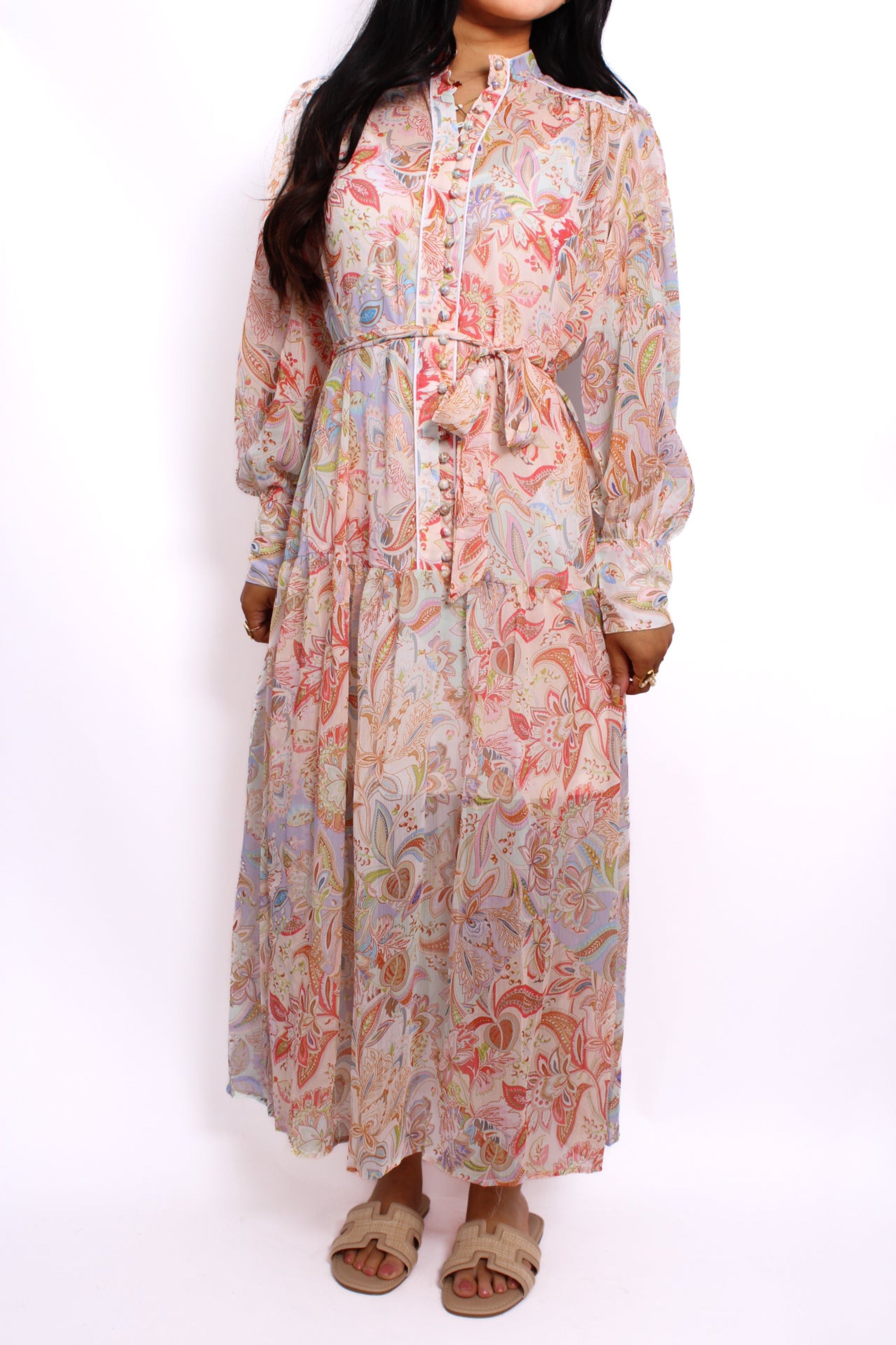 ''PETITE'' PAISLEY MAXI SUMMER DRESS - WHITE
