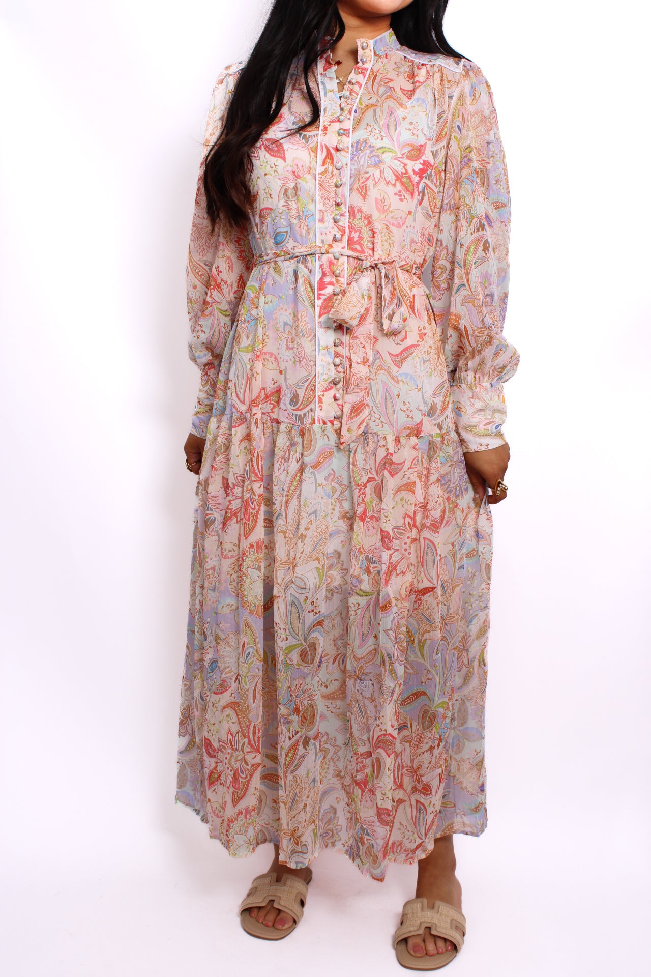 ''PETITE'' PAISLEY MAXI SUMMER DRESS - WHITE