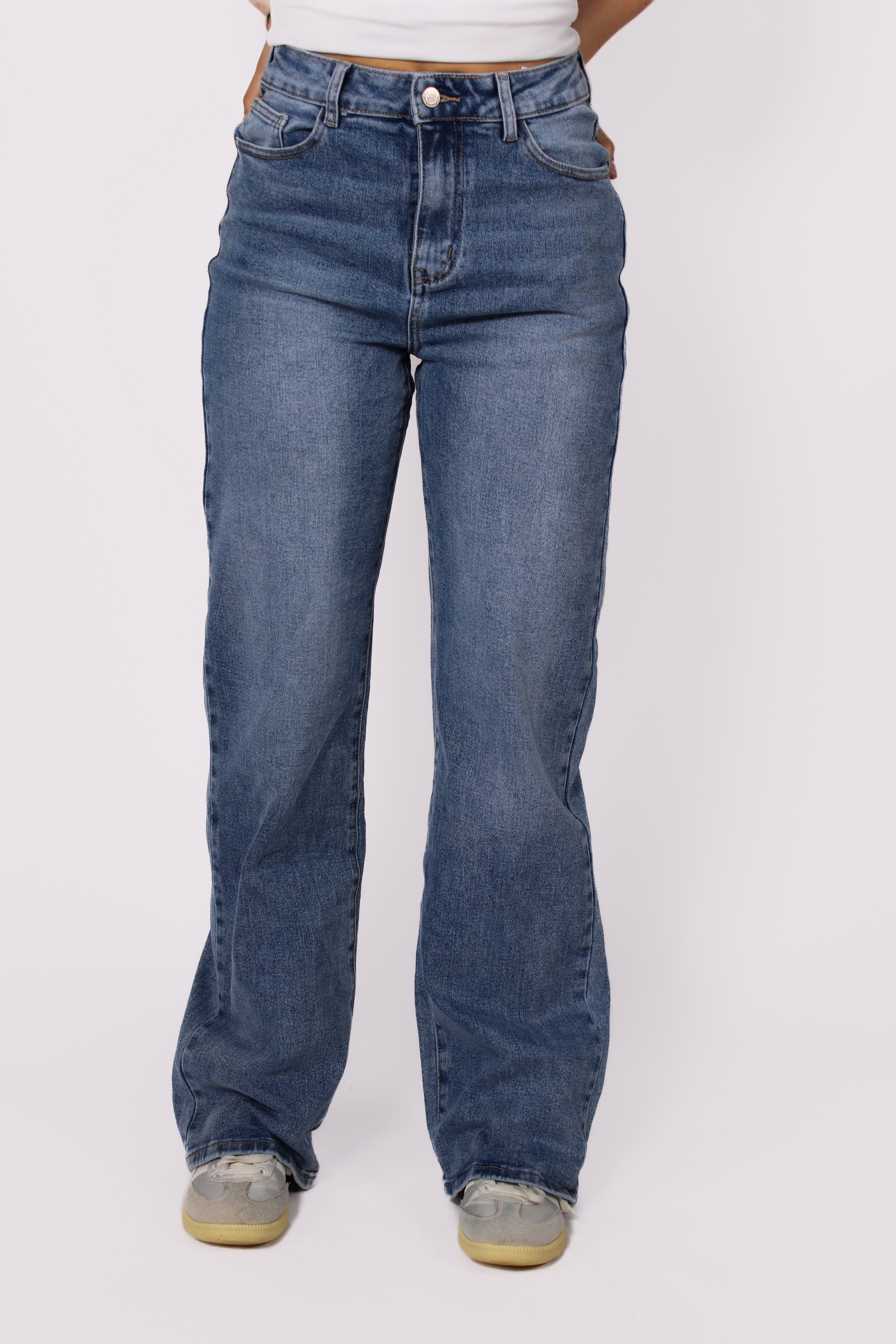 "PLUSSIZE TALL" WIDE LEG JEANS 966-5 - MID DENIM