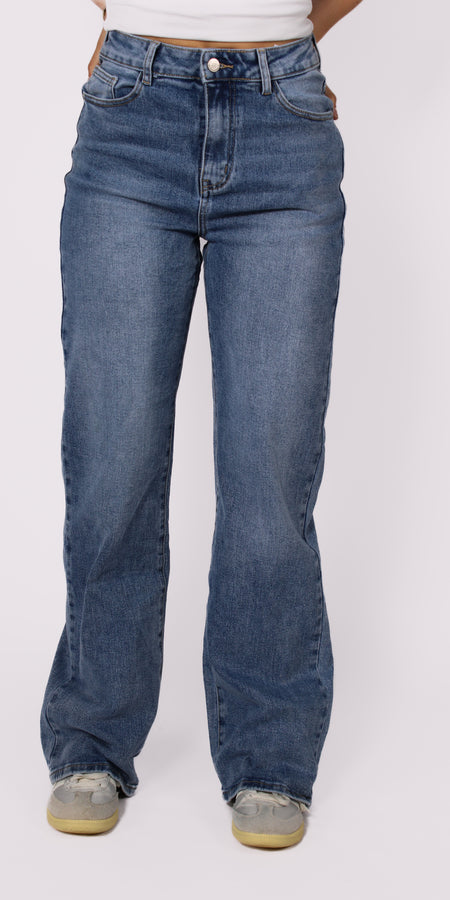 "PLUSSIZE TALL" WIDE LEG JEANS 966-5 - MID DENIM
