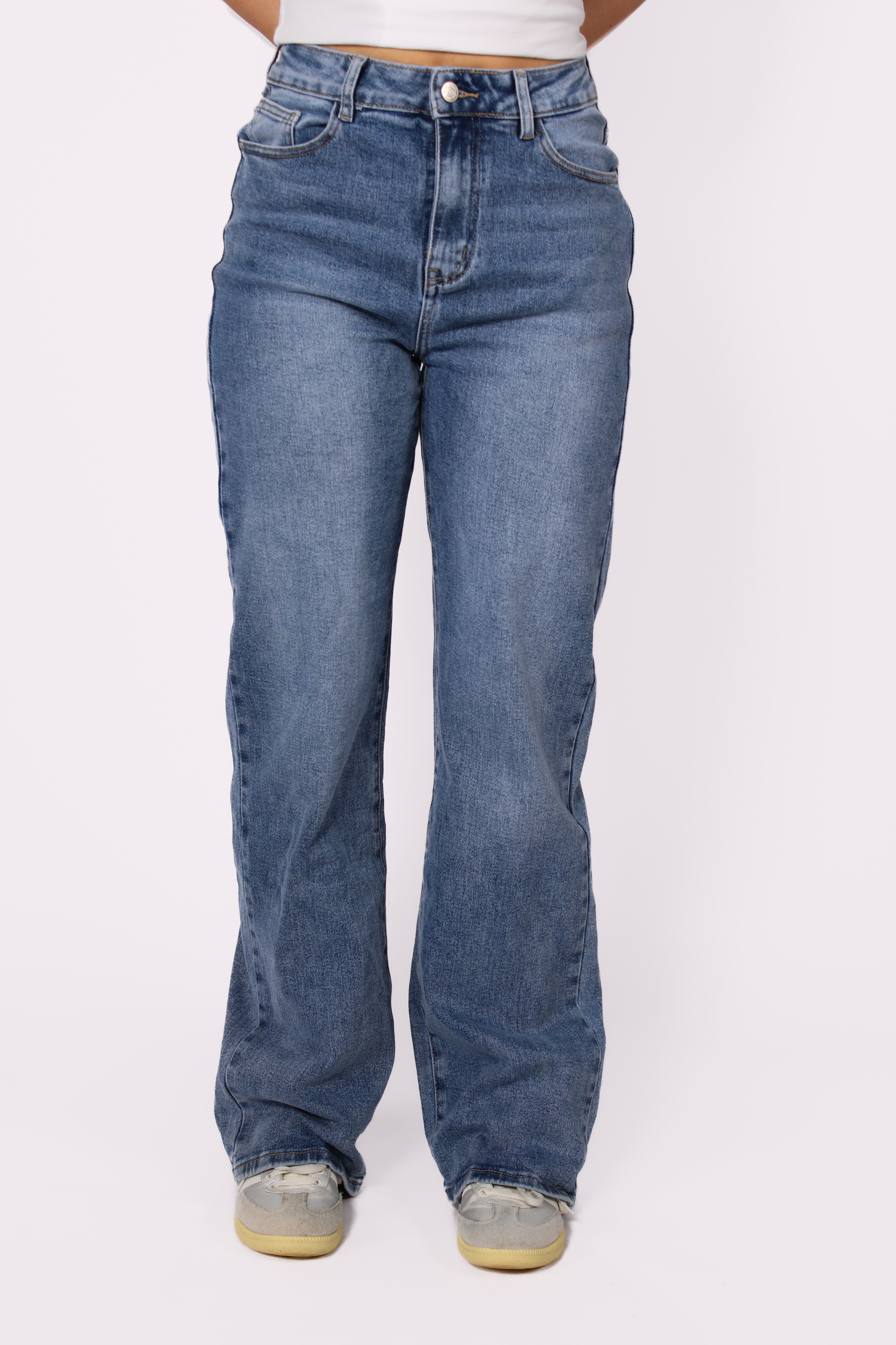 "PLUSSIZE TALL" WIDE LEG JEANS 966-5 - MID DENIM