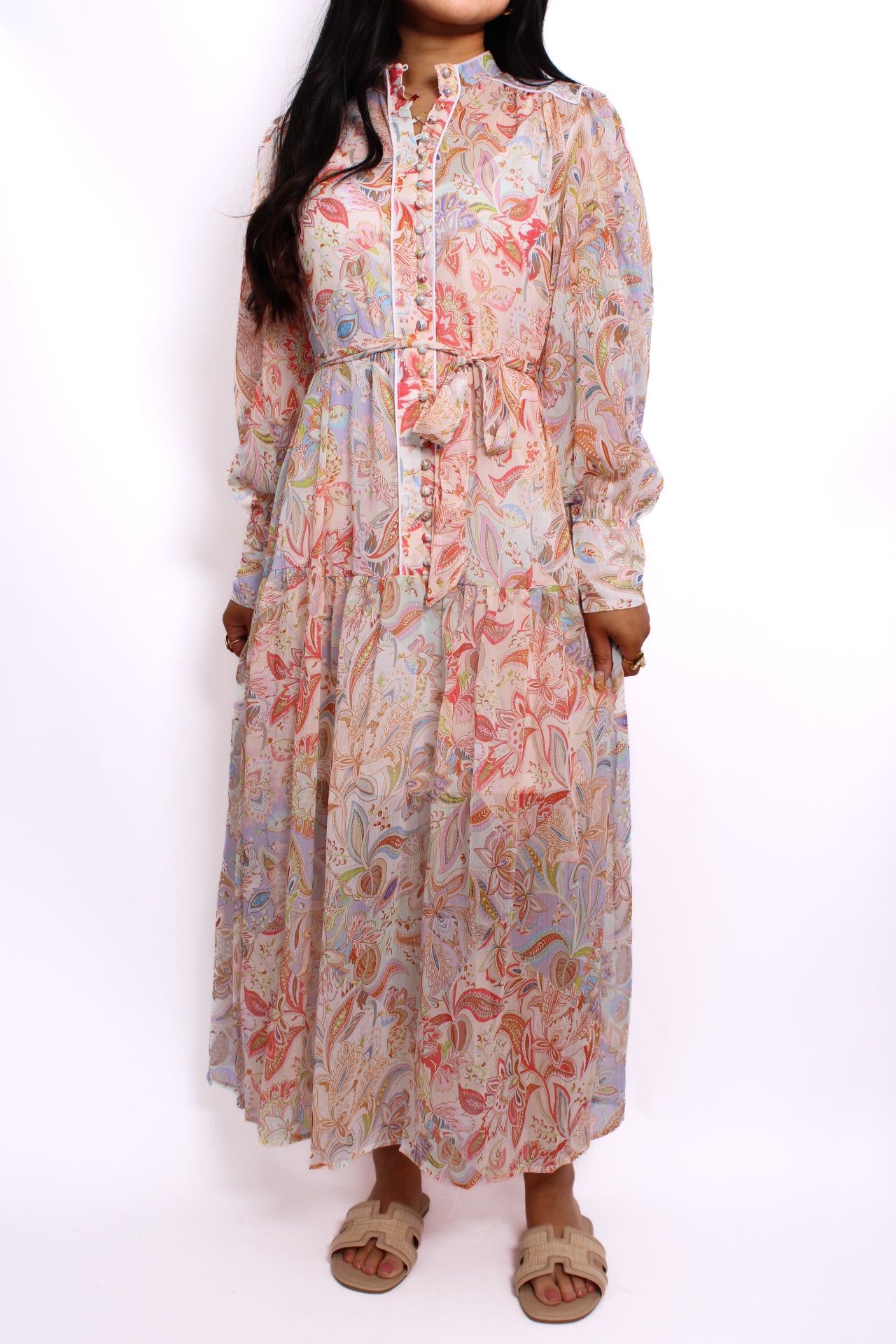 ''PETITE'' PAISLEY MAXI SUMMER DRESS - WHITE