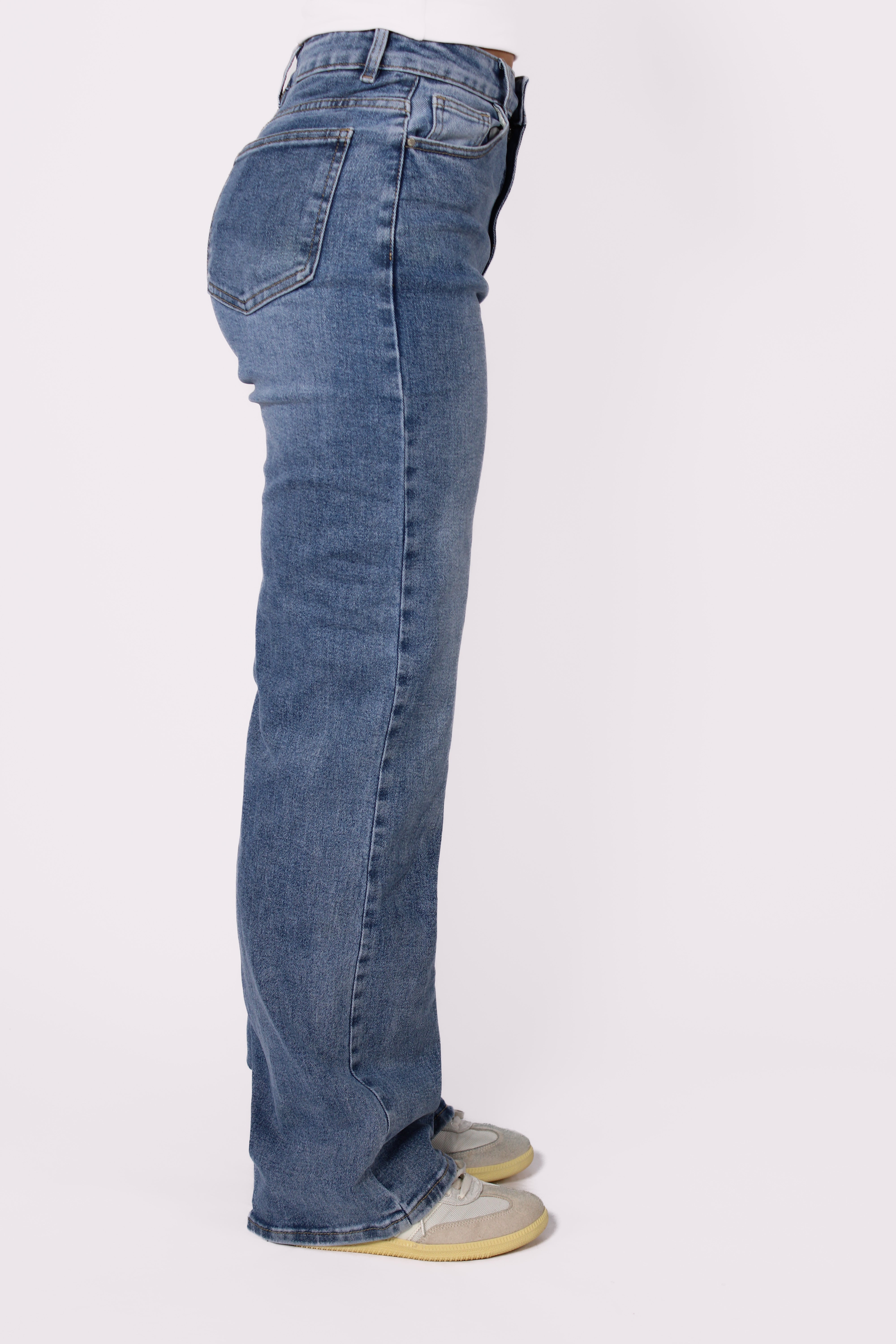 "PLUSSIZE TALL" WIDE LEG JEANS 966-5 - MID DENIM