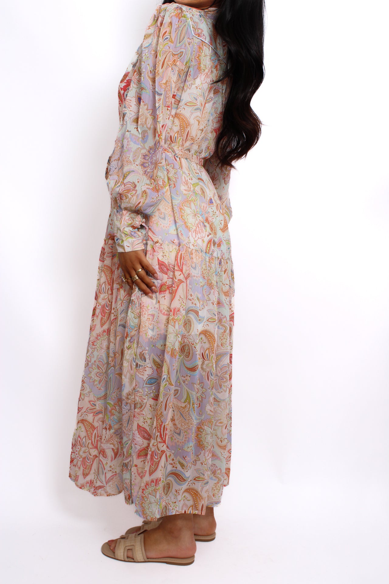 ''PETITE'' PAISLEY MAXI SUMMER DRESS - WHITE