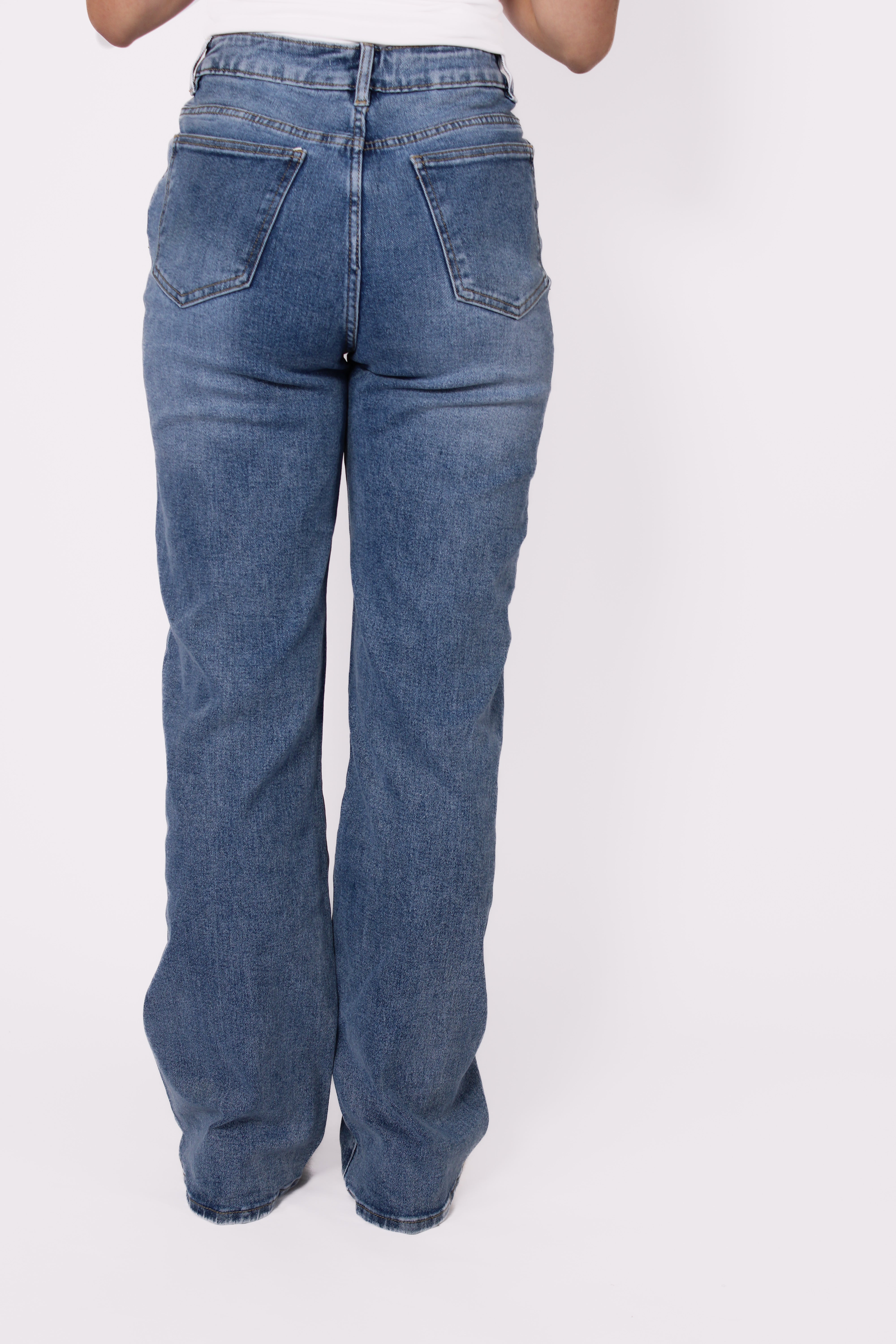 "PLUSSIZE TALL" WIDE LEG JEANS 966-5 - MID DENIM
