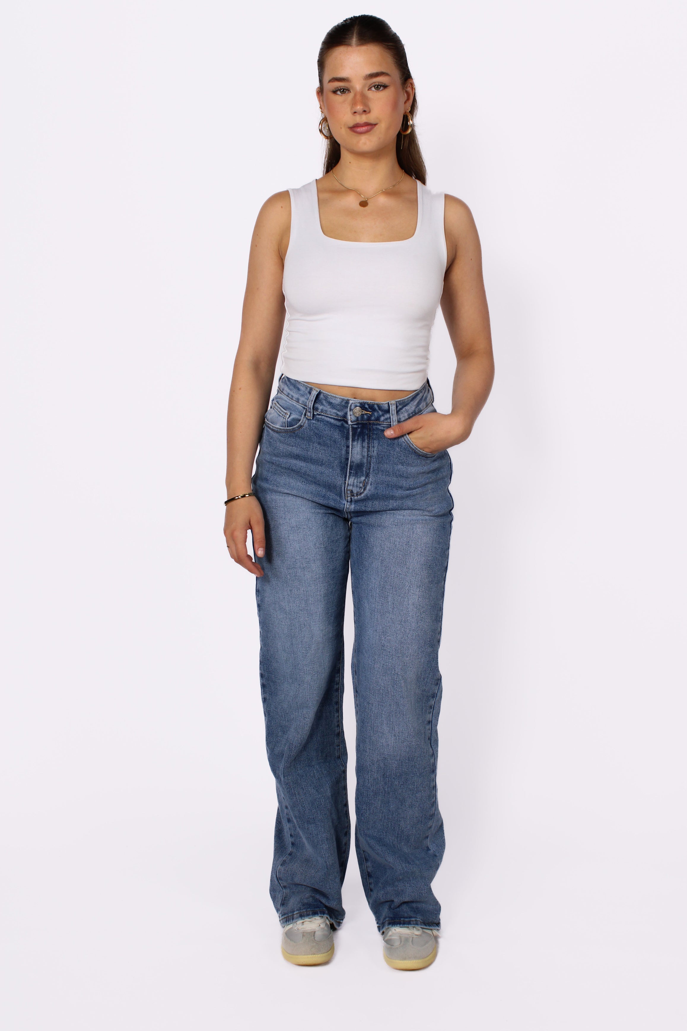 "PLUSSIZE TALL" WIDE LEG JEANS 966-5 - MID DENIM