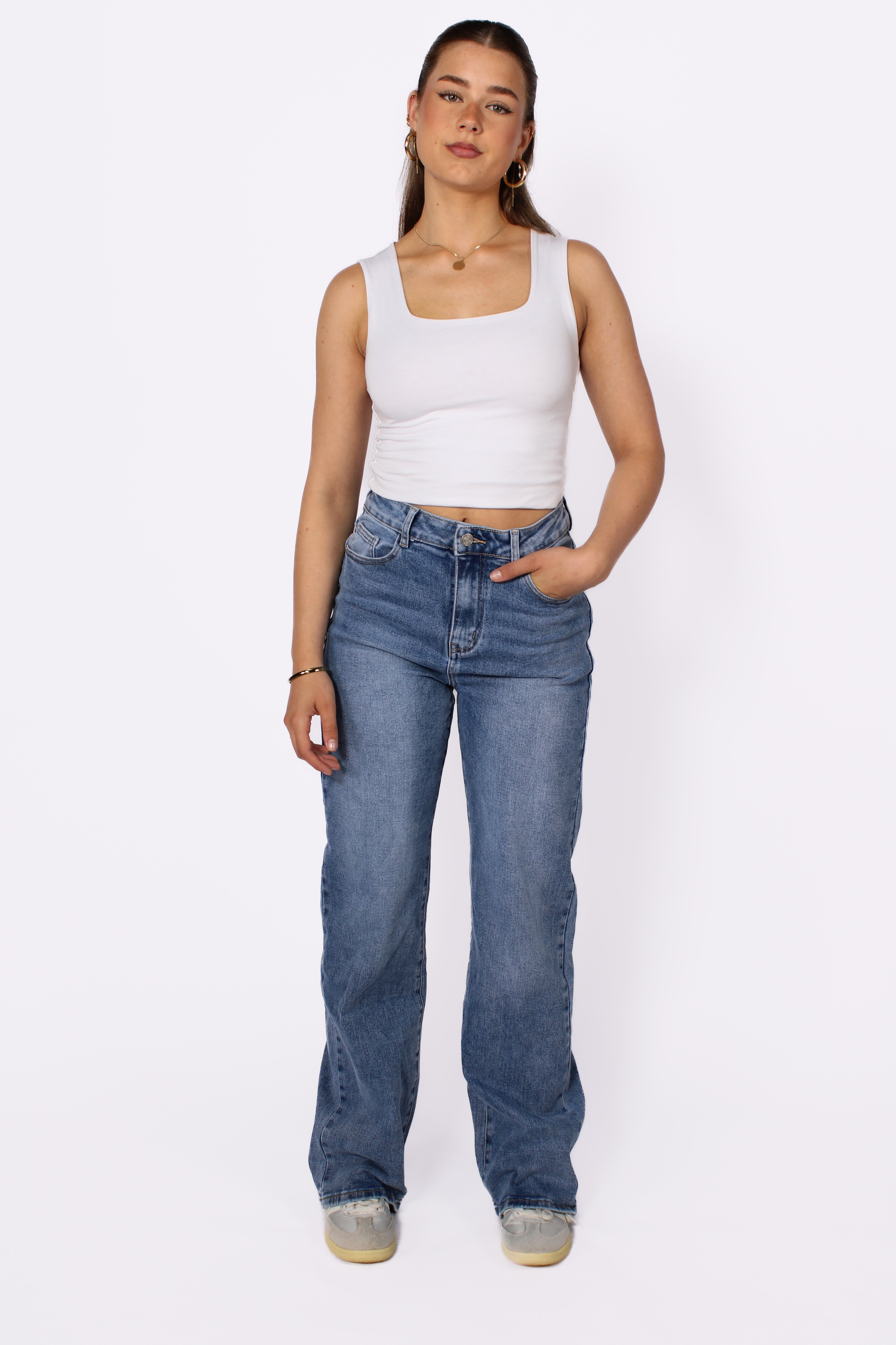 "PLUSSIZE TALL" WIDE LEG JEANS 966-5 - MID DENIM