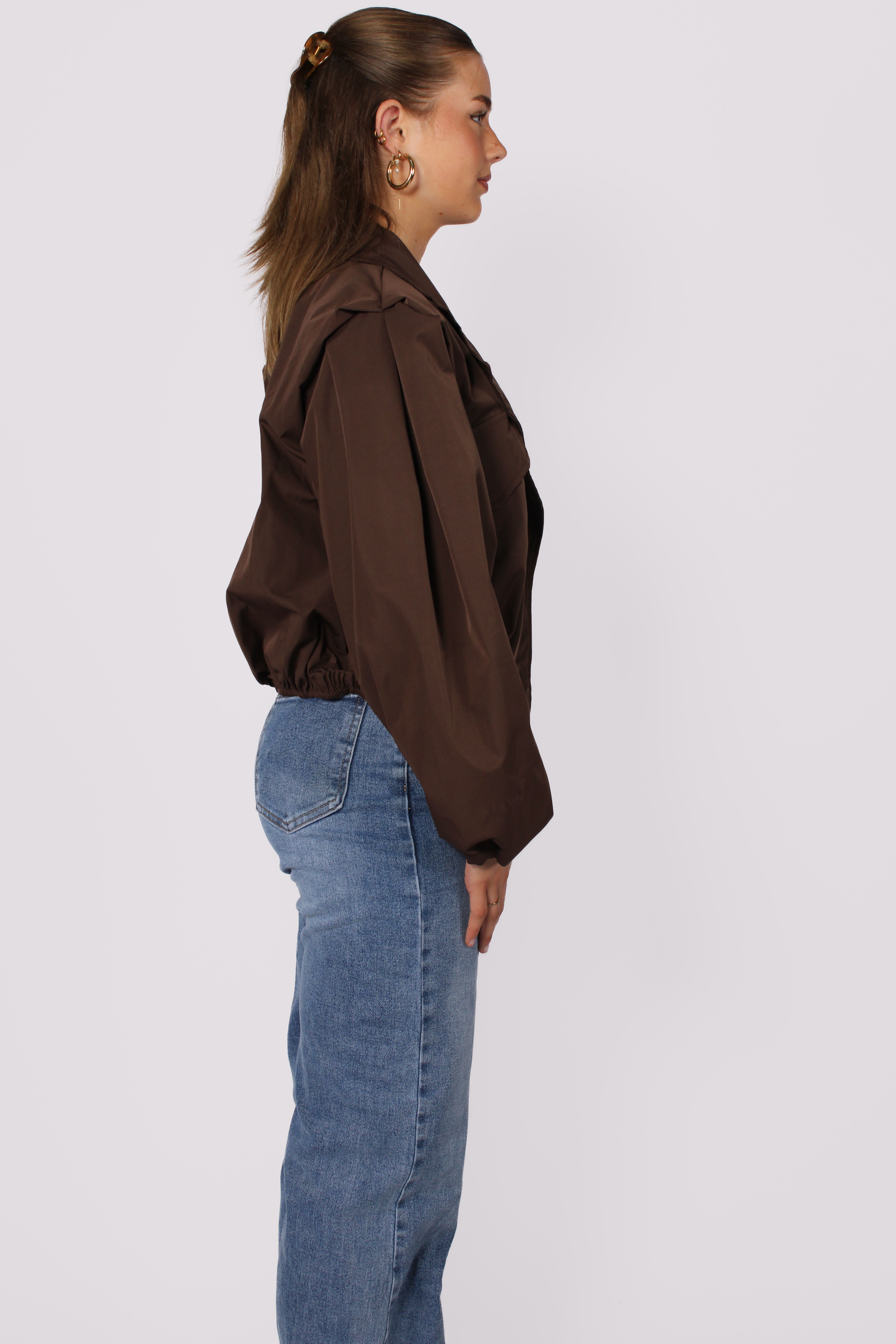 CROPPED TRENCHCOAT - DARK BROWN