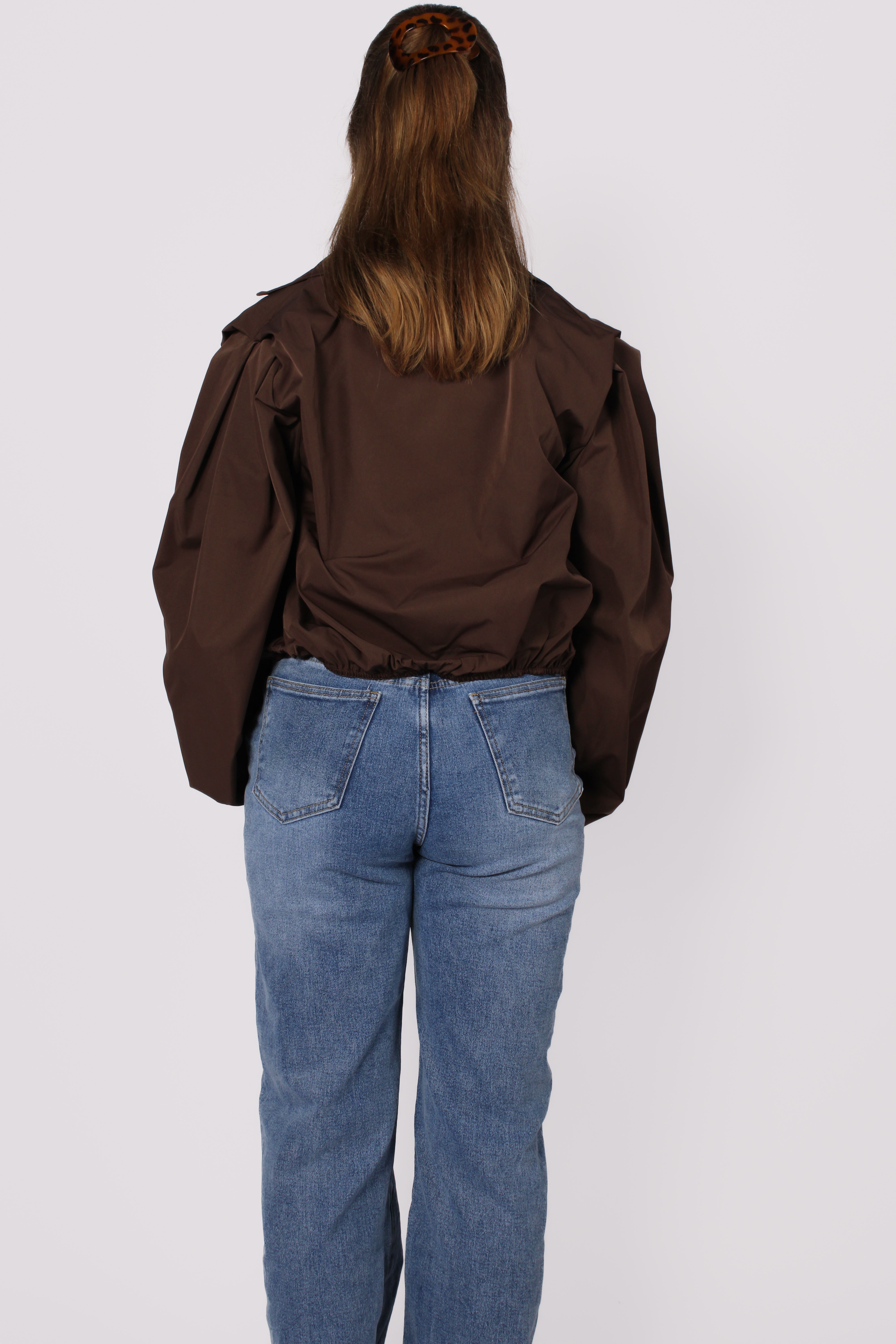 CROPPED TRENCHCOAT - DARK BROWN