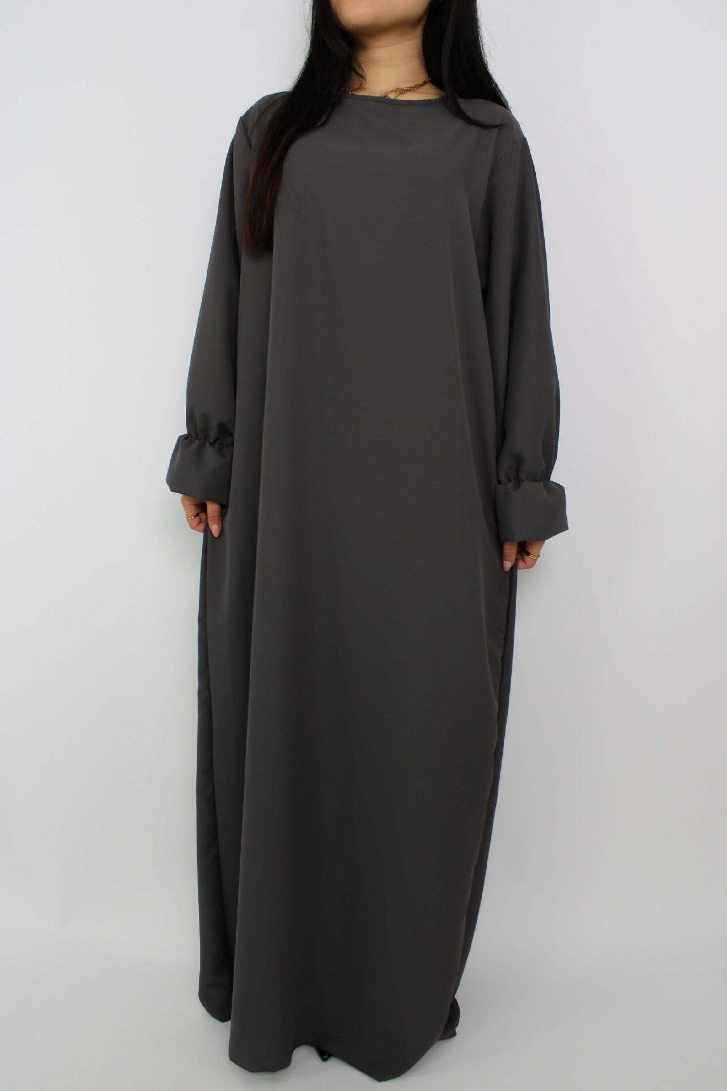 BEYZA SILKY DRESS - DARK GREY