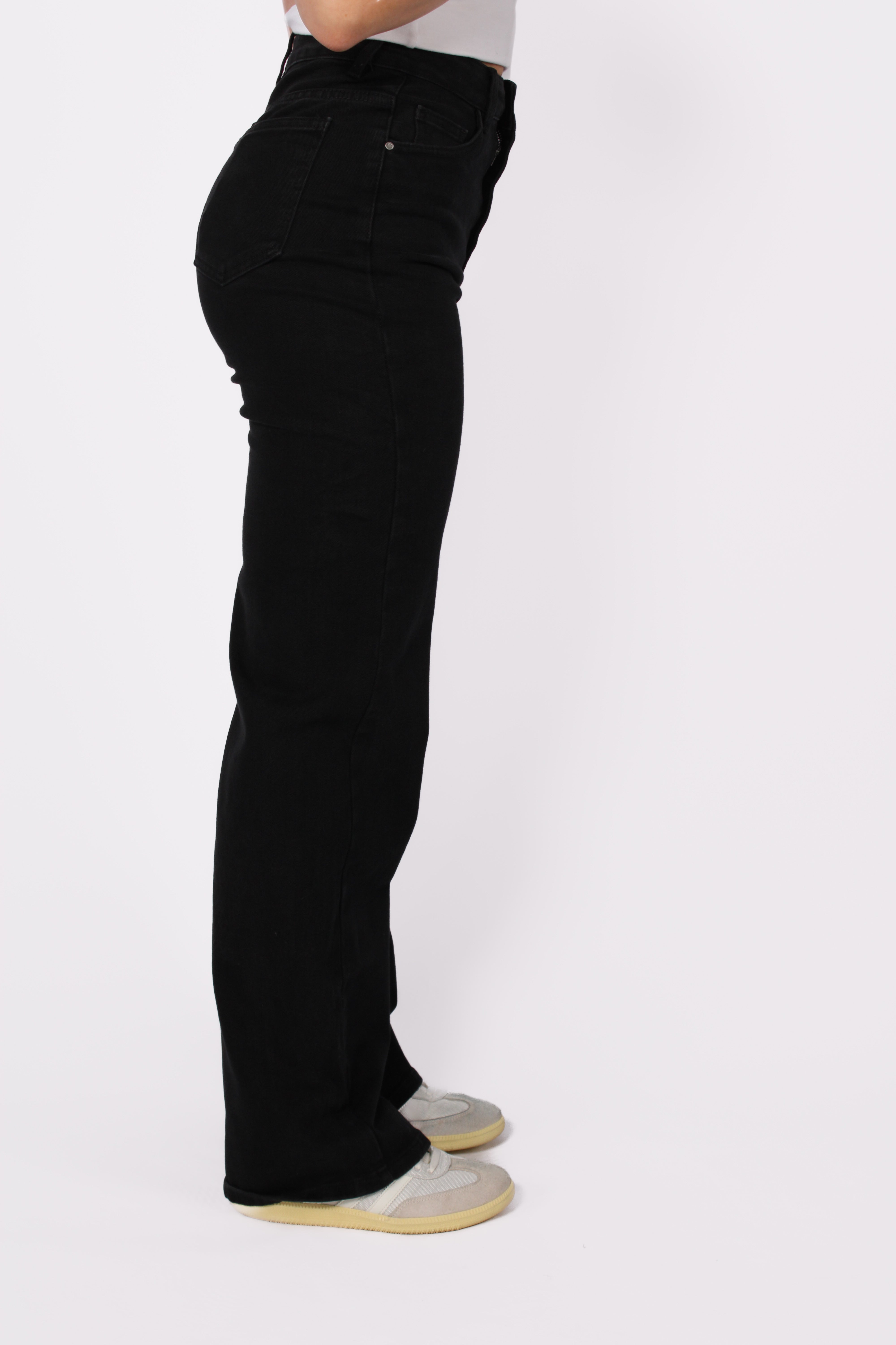 "PLUSSIZE TALL" WIDE LEG JEANS 966-3 - BLACK