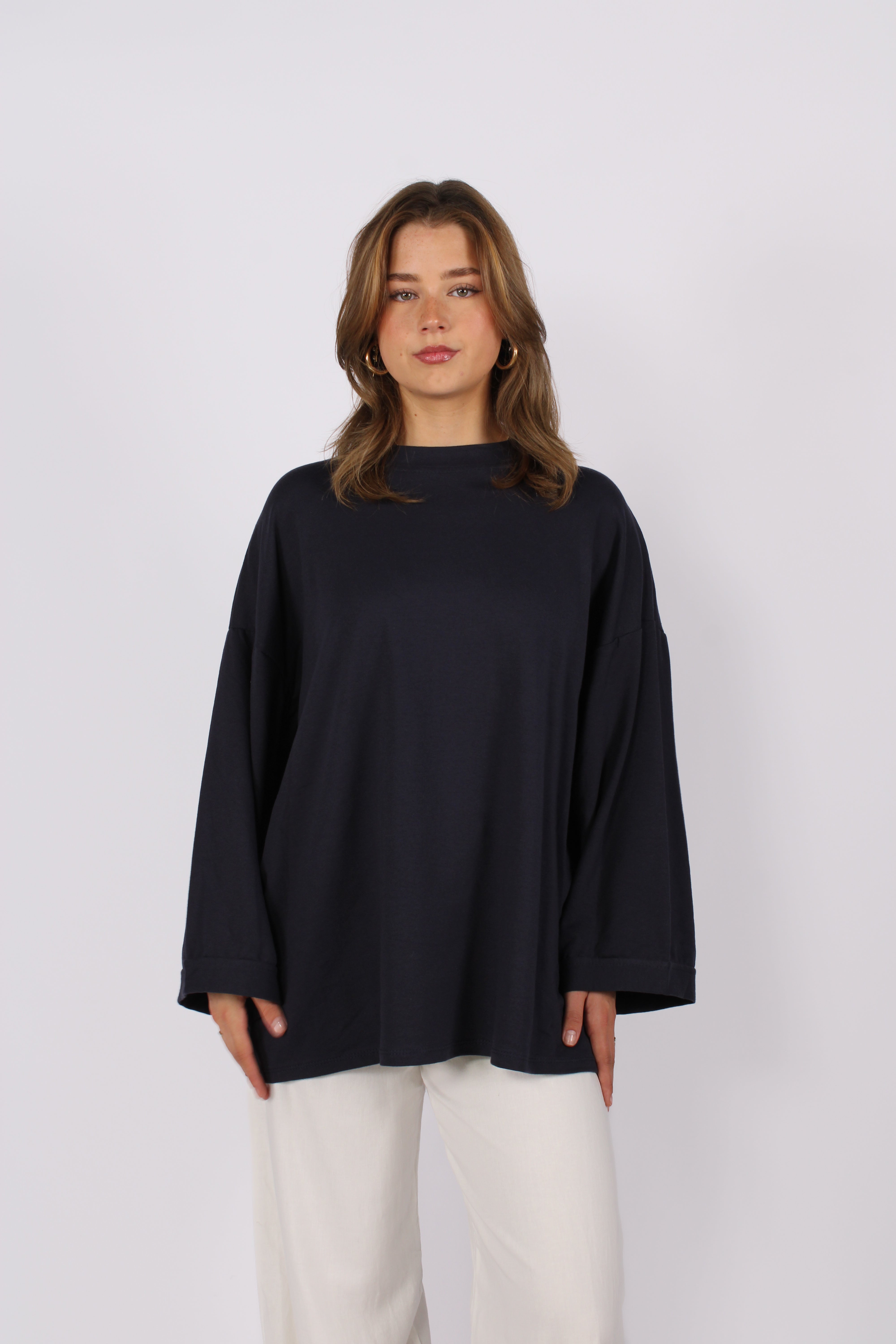 OVERSIZED BASIC LONG SLEEVE - NAVY