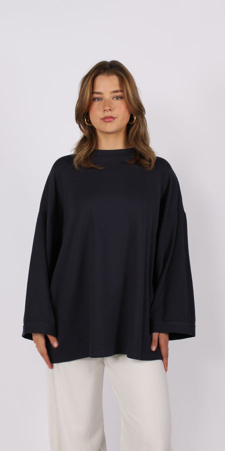 OVERSIZED BASIC LONG SLEEVE - NAVY
