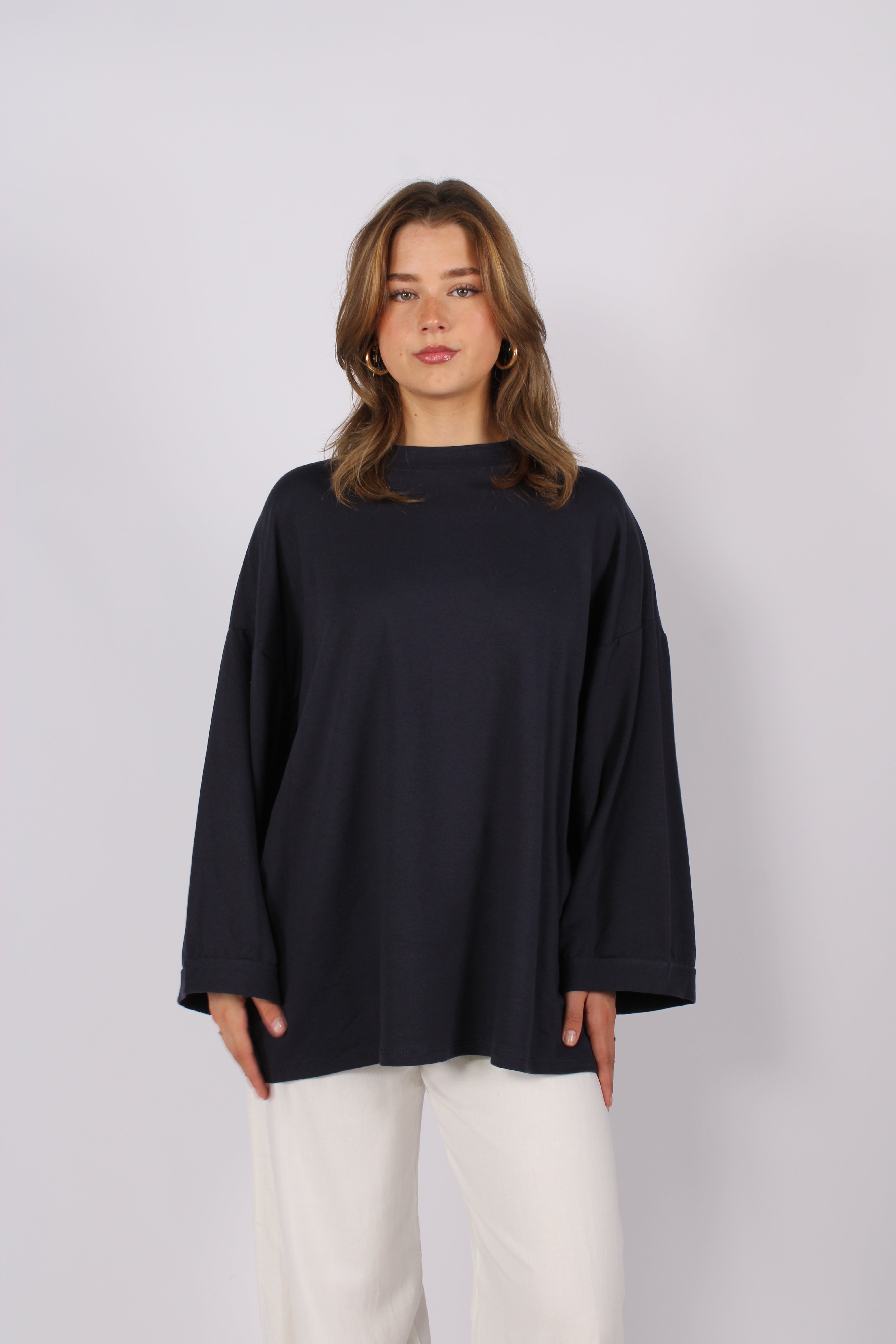 OVERSIZED BASIC LONG SLEEVE - NAVY