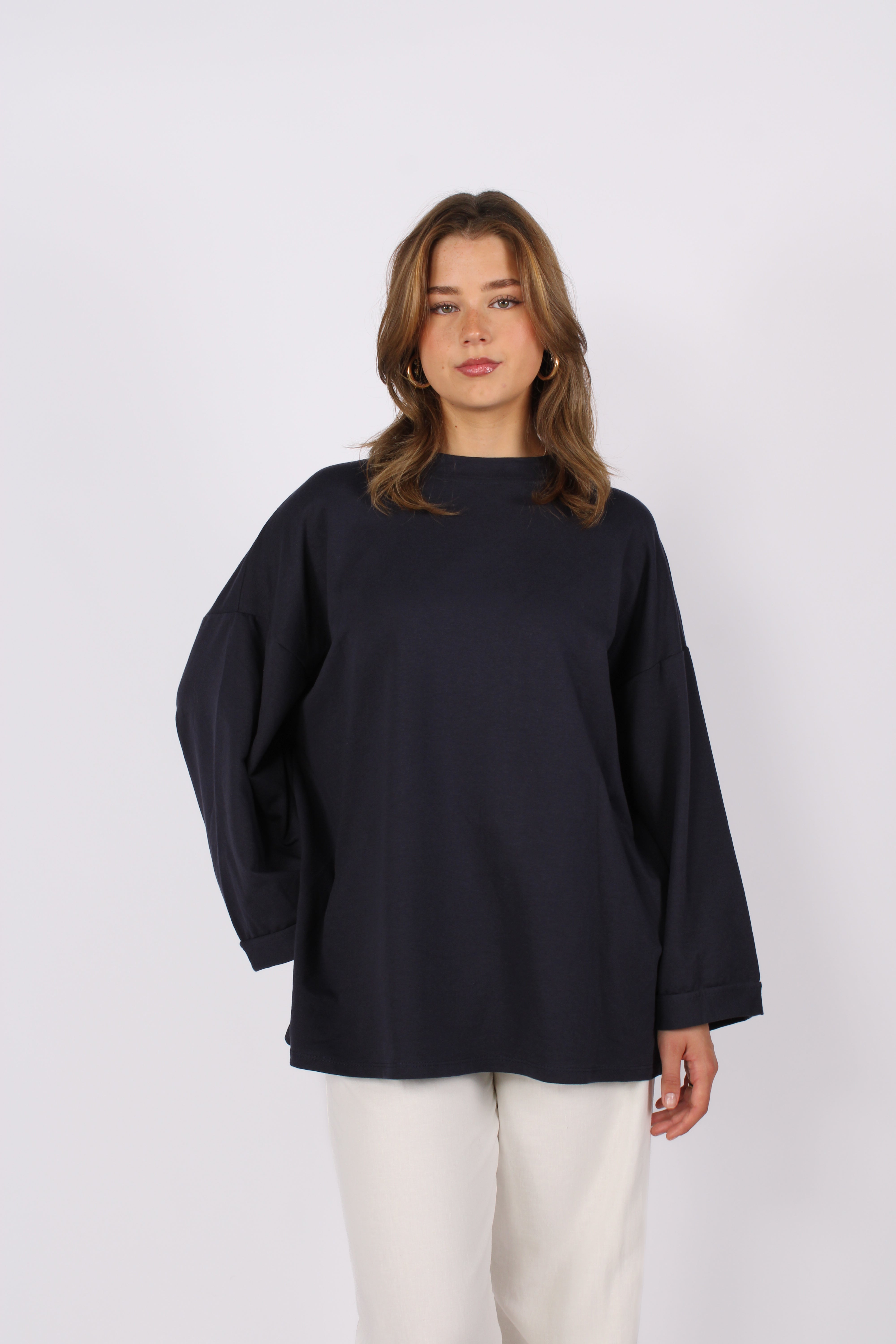 OVERSIZED BASIC LONG SLEEVE - NAVY