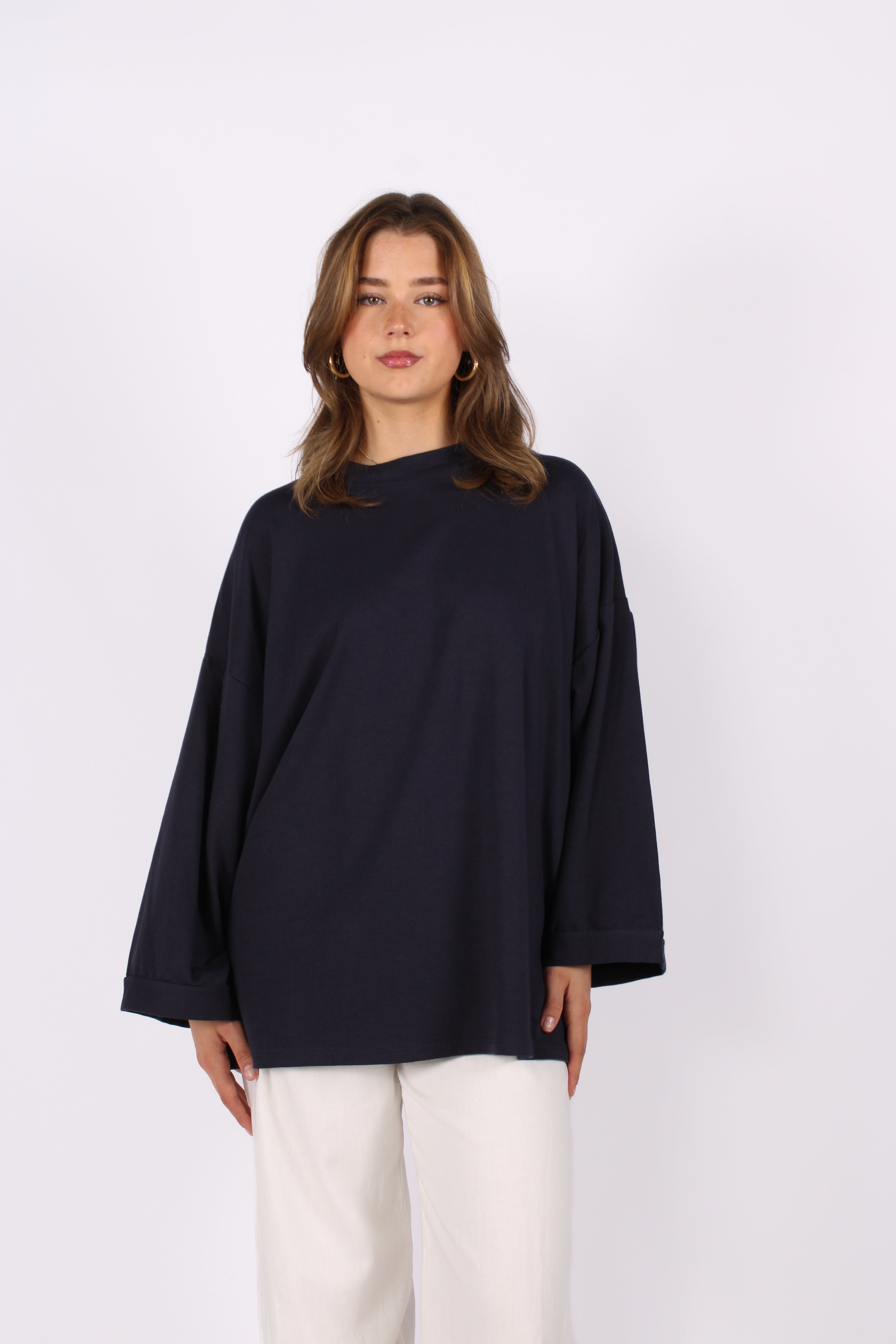 OVERSIZED BASIC LONG SLEEVE - NAVY
