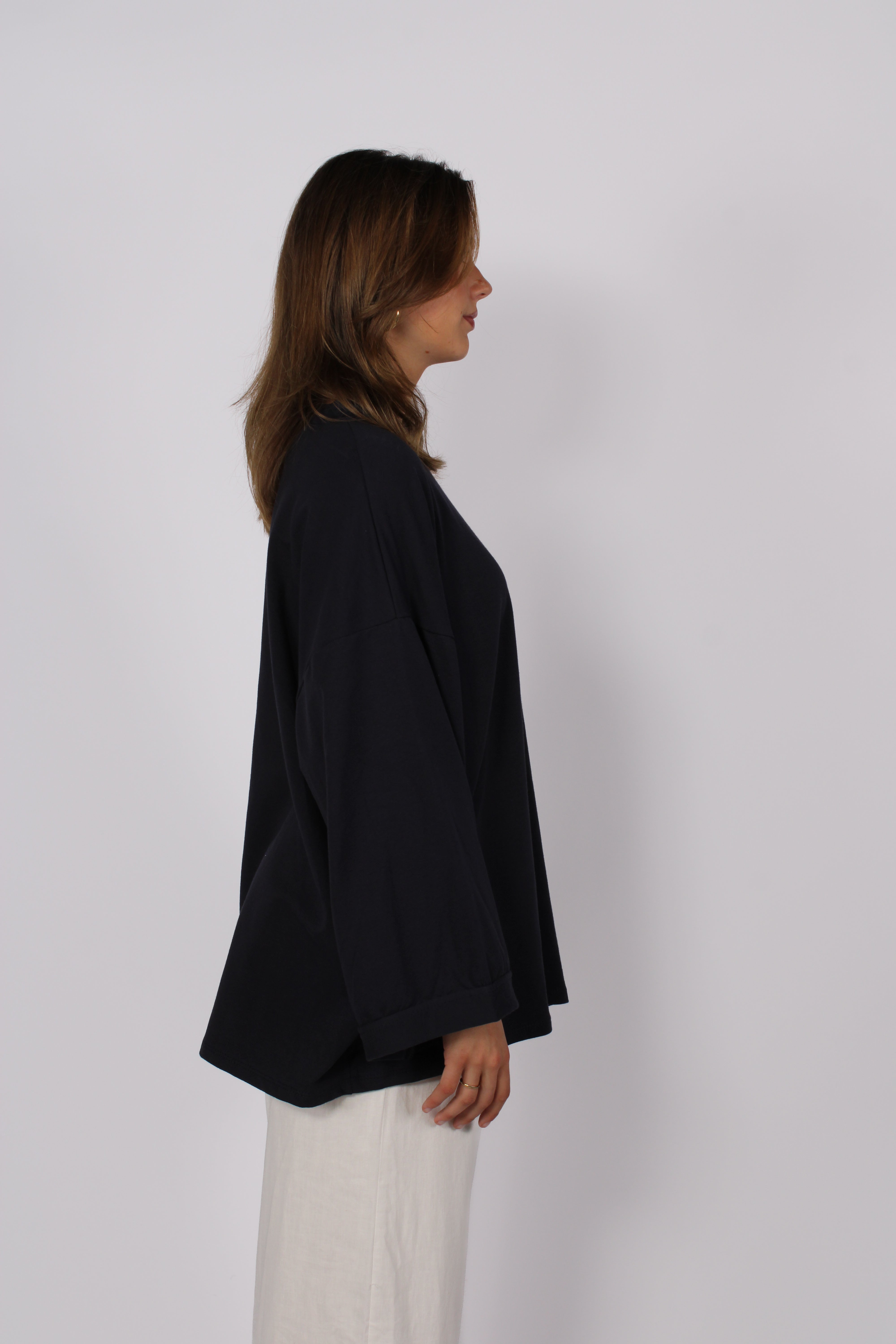 OVERSIZED BASIC LONG SLEEVE - NAVY