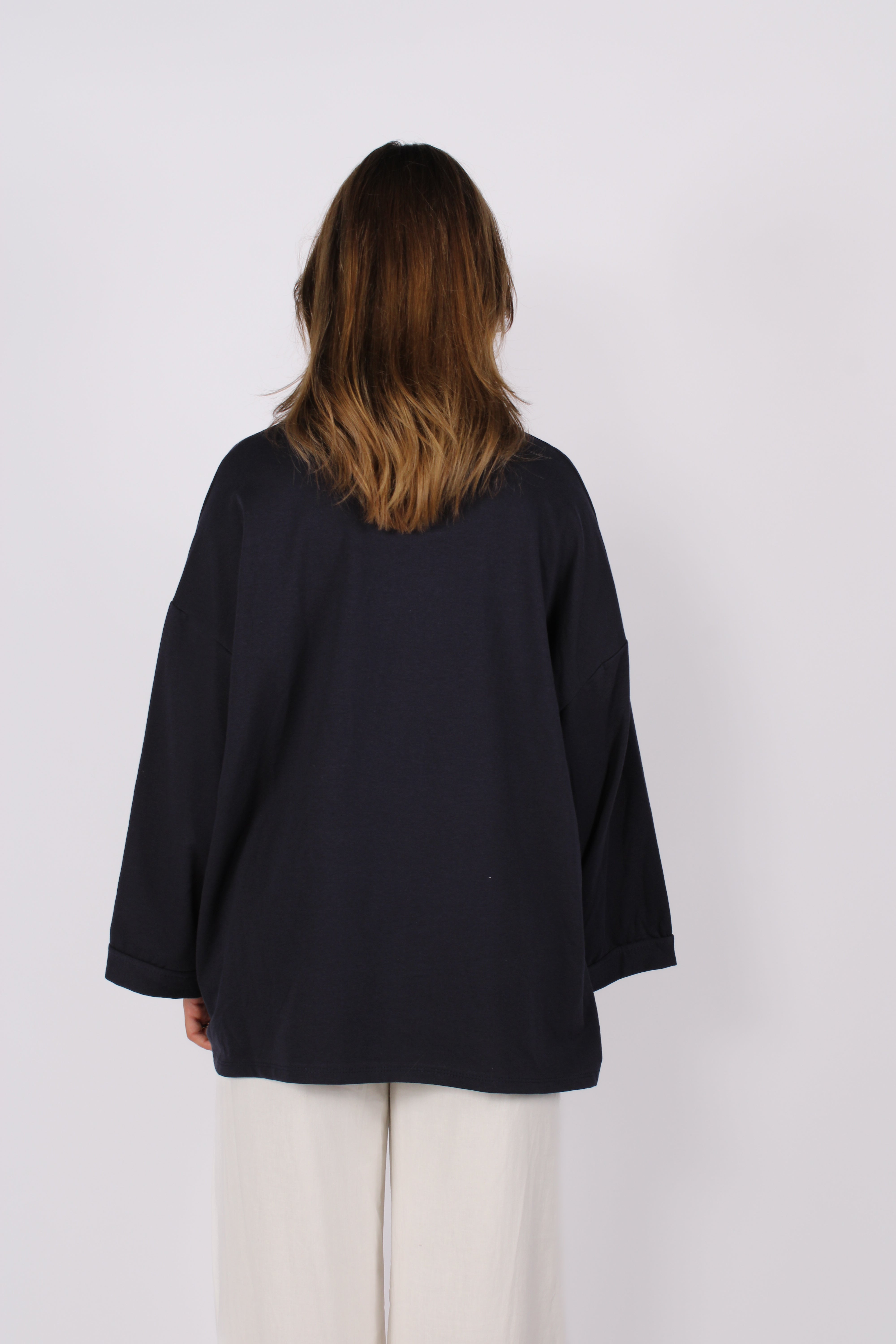 OVERSIZED BASIC LONG SLEEVE - NAVY