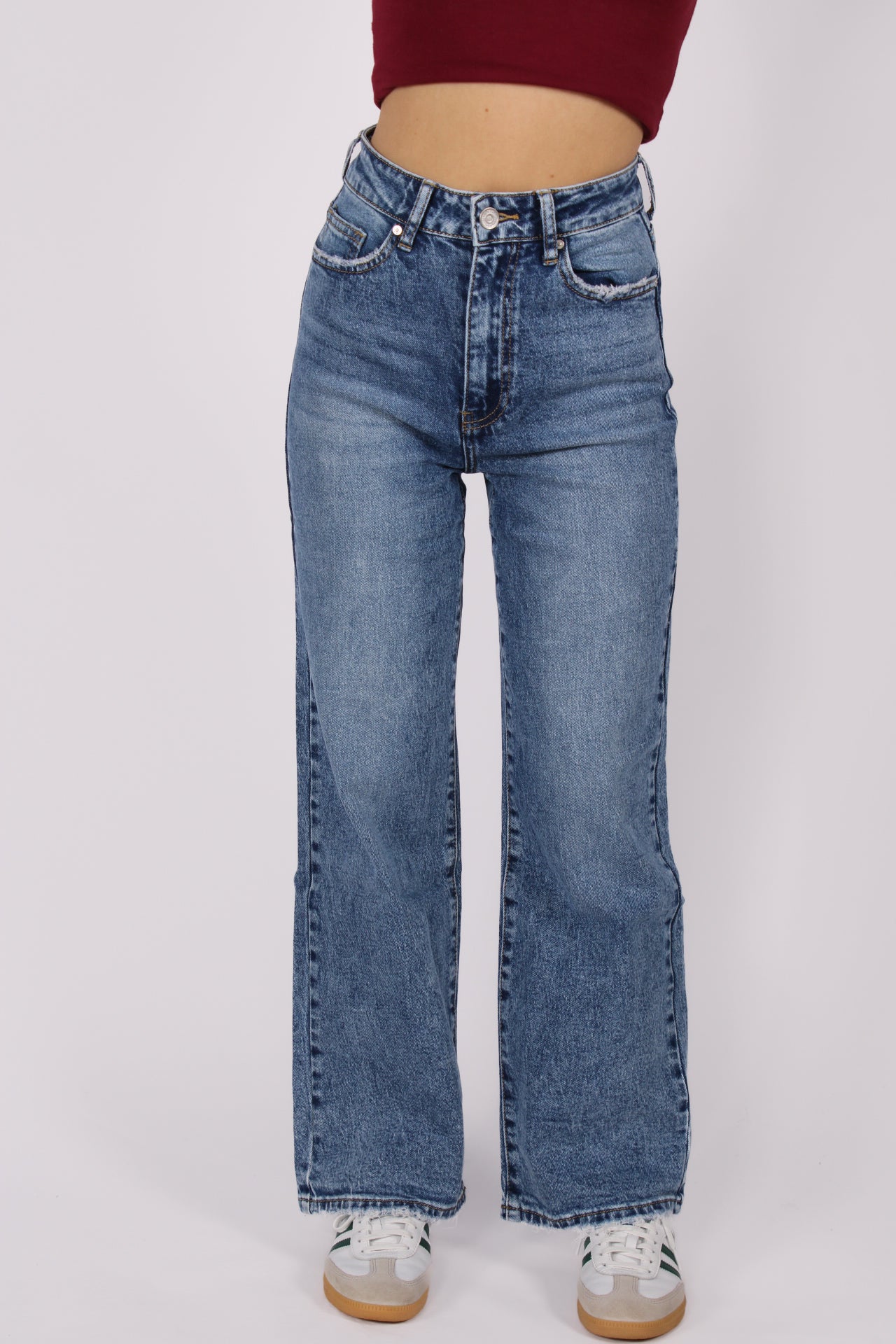 ''PETITE'' STRAIGHT LEG JEANS 3626 - MID DENIM