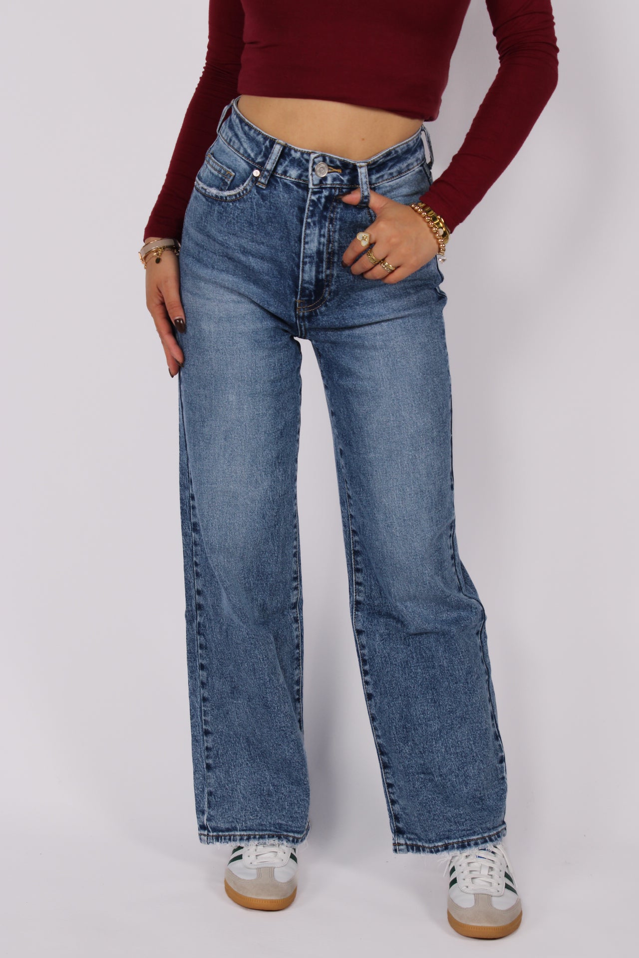 ''PETITE'' STRAIGHT LEG JEANS 3626 - MID DENIM