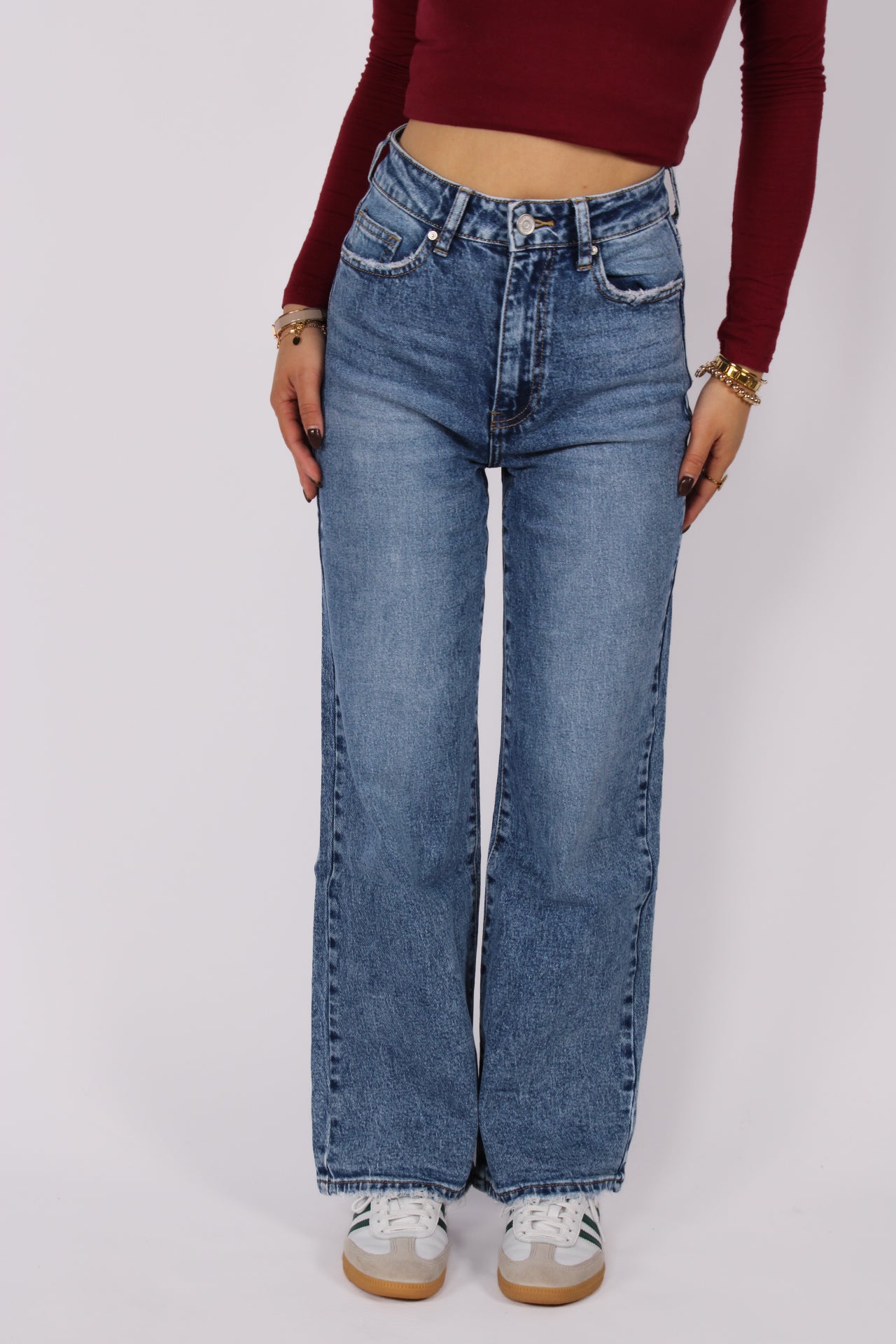 ''PETITE'' STRAIGHT LEG JEANS 3626 - MID DENIM
