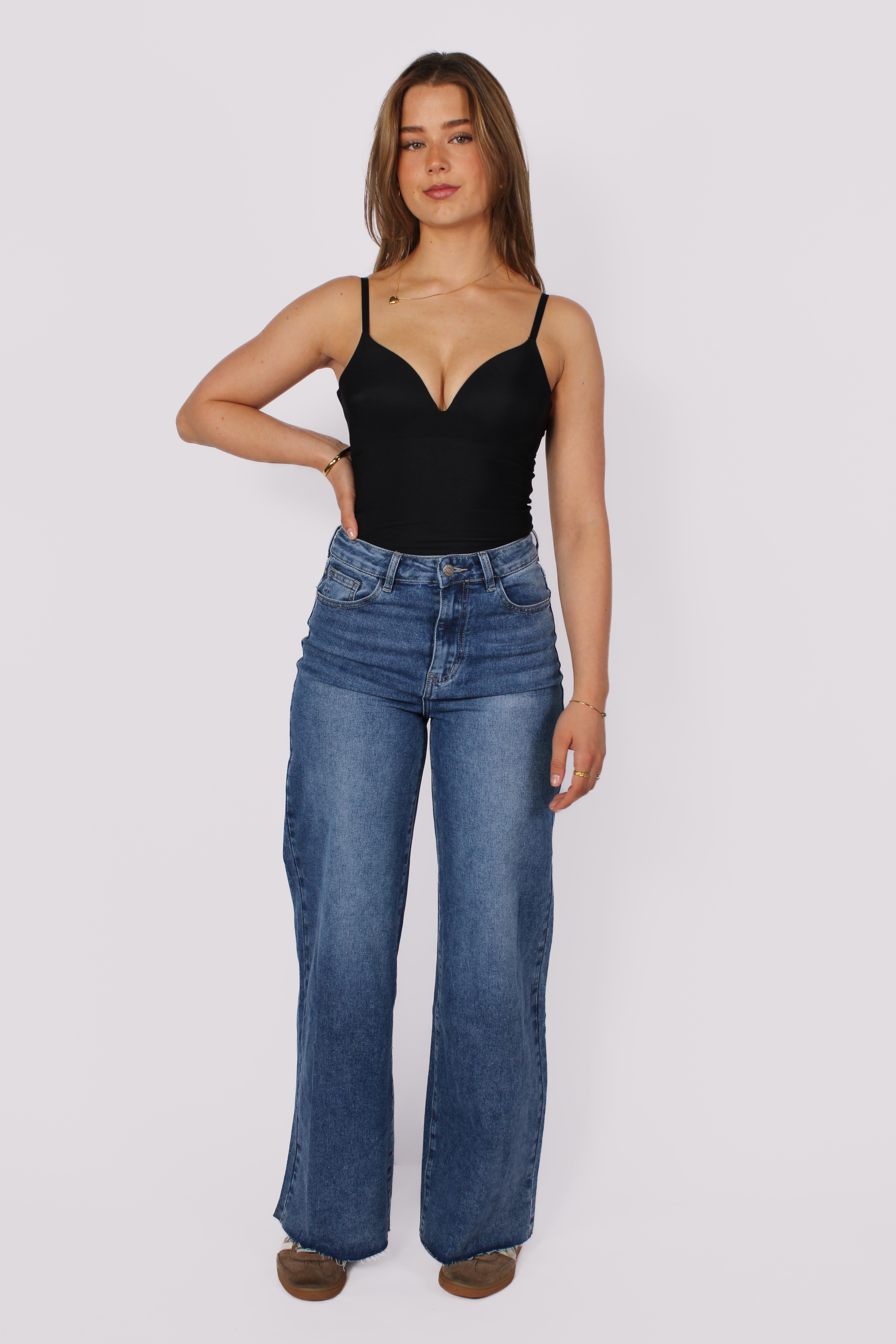WIDE LEG JEANS 9092 - MID DENIM