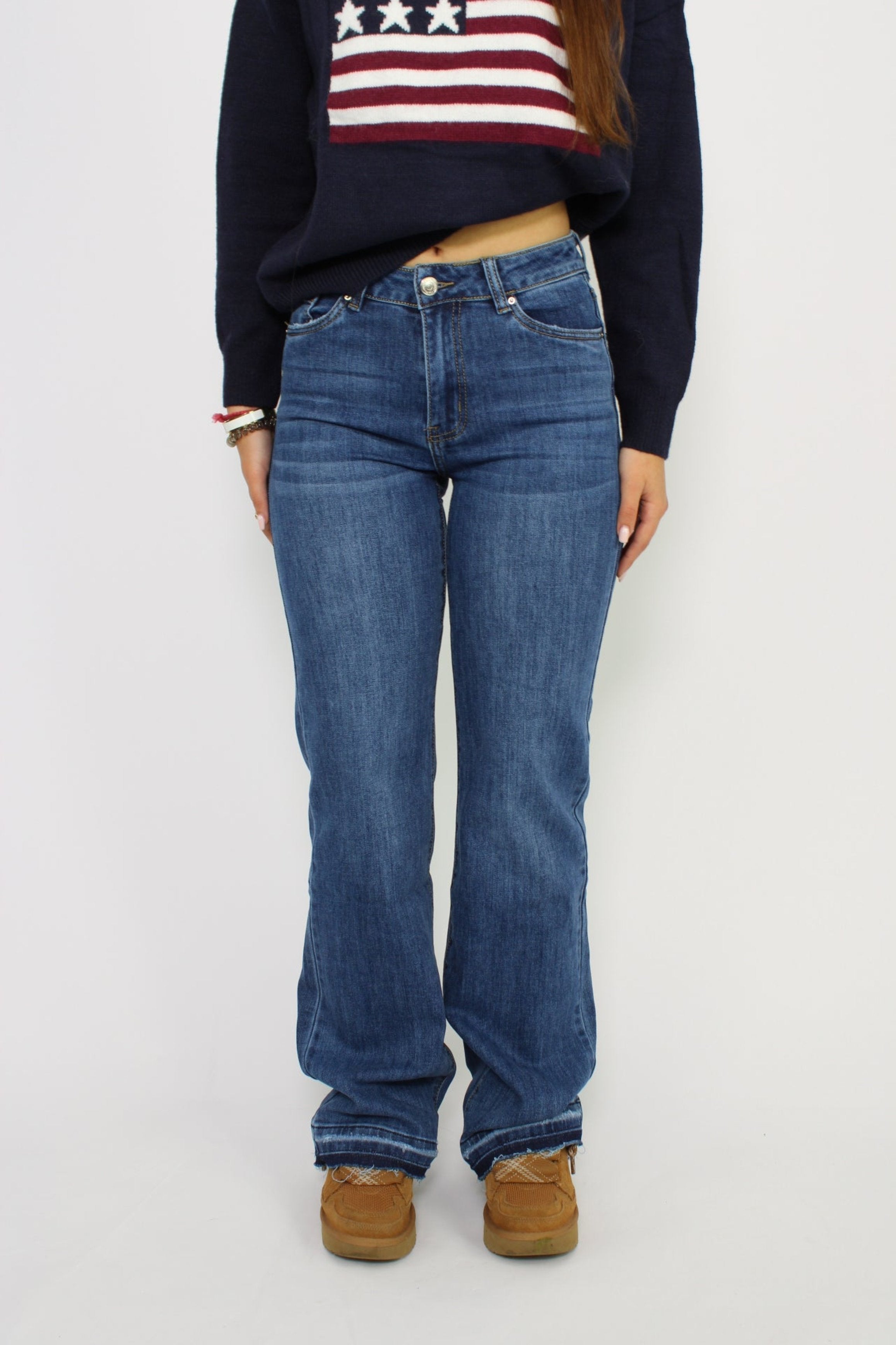 MID WAIST JEANS Q160 - DARK DENIM