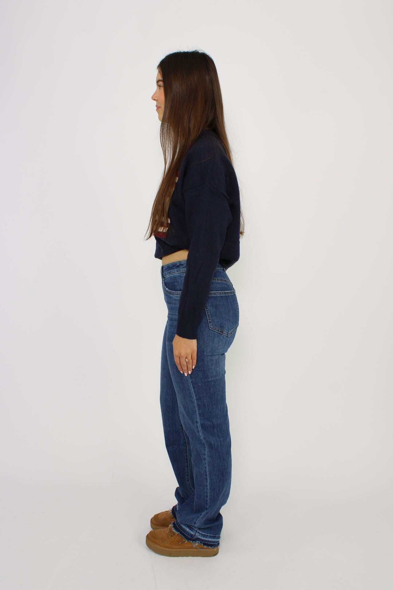 MID WAIST JEANS Q160 - DARK DENIM