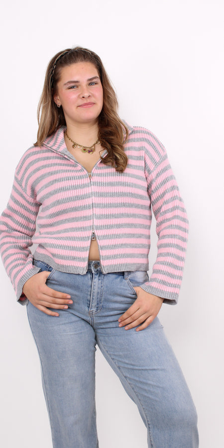 NOVA ZIPPER KNIT - GREY