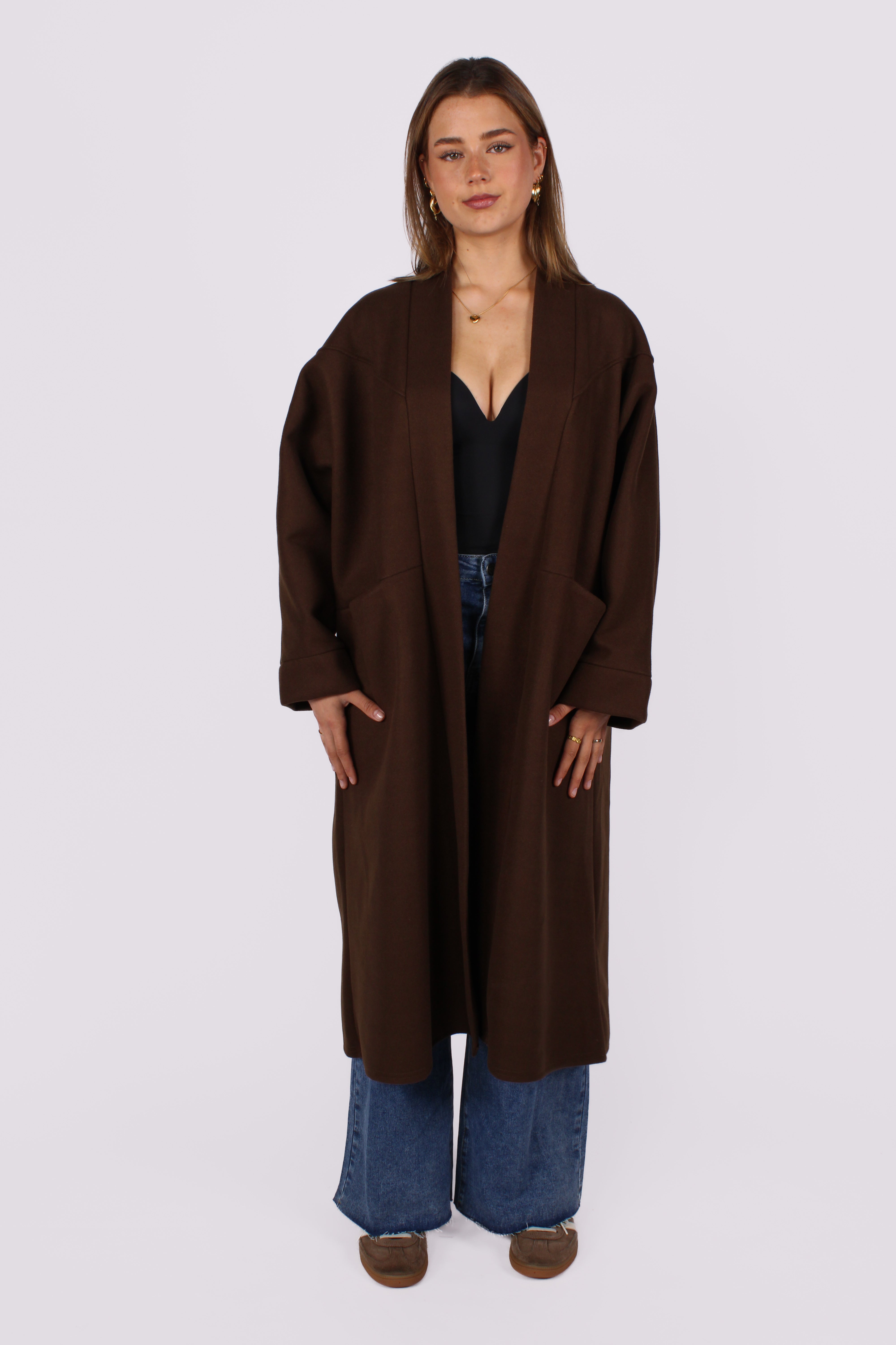 NYLA KIMONO - CHOCOLATE BROWN