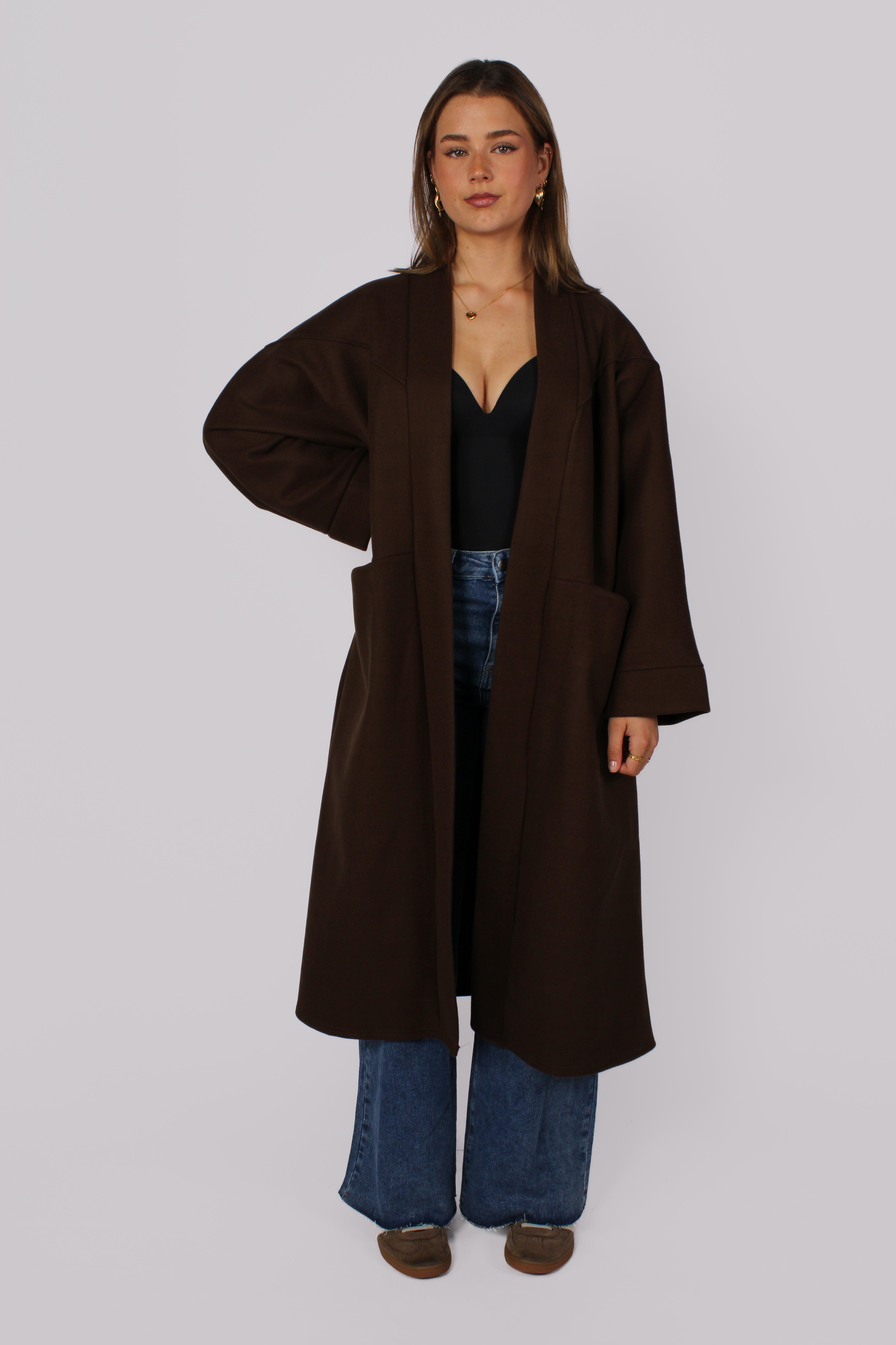 NYLA KIMONO - CHOCOLATE BROWN