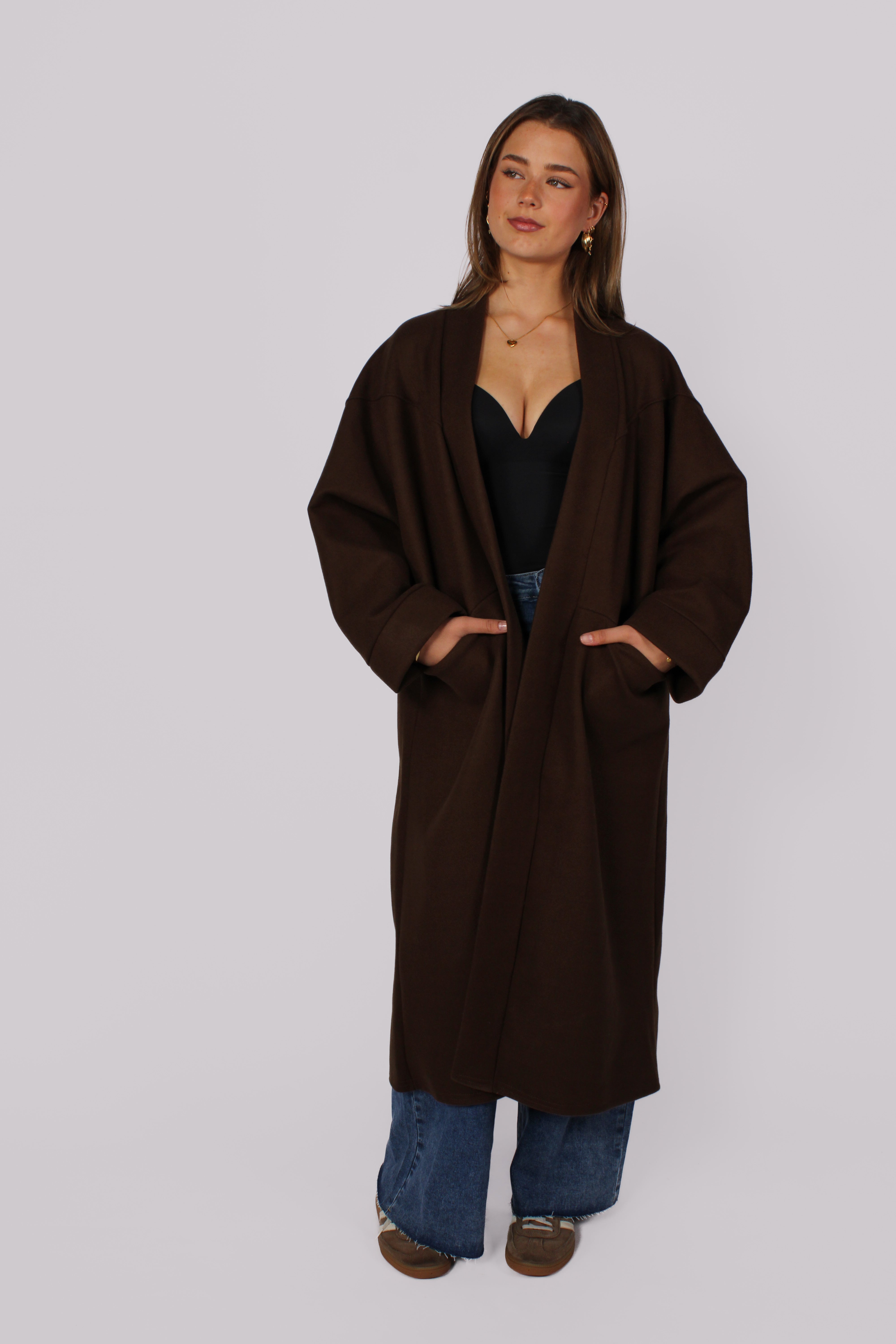 NYLA KIMONO - CHOCOLATE BROWN