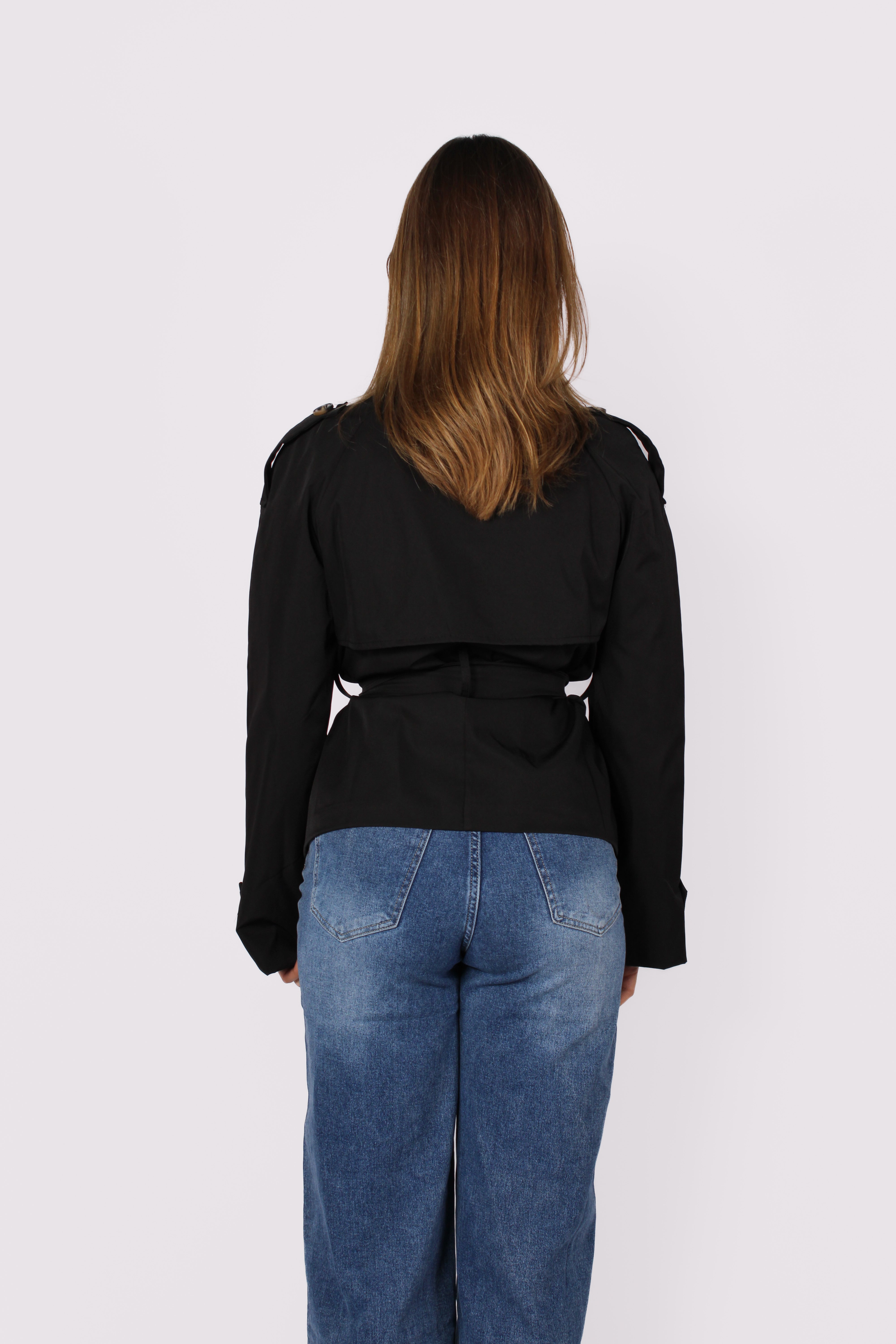 HIGH NECK TRENCHCOAT - BLACK