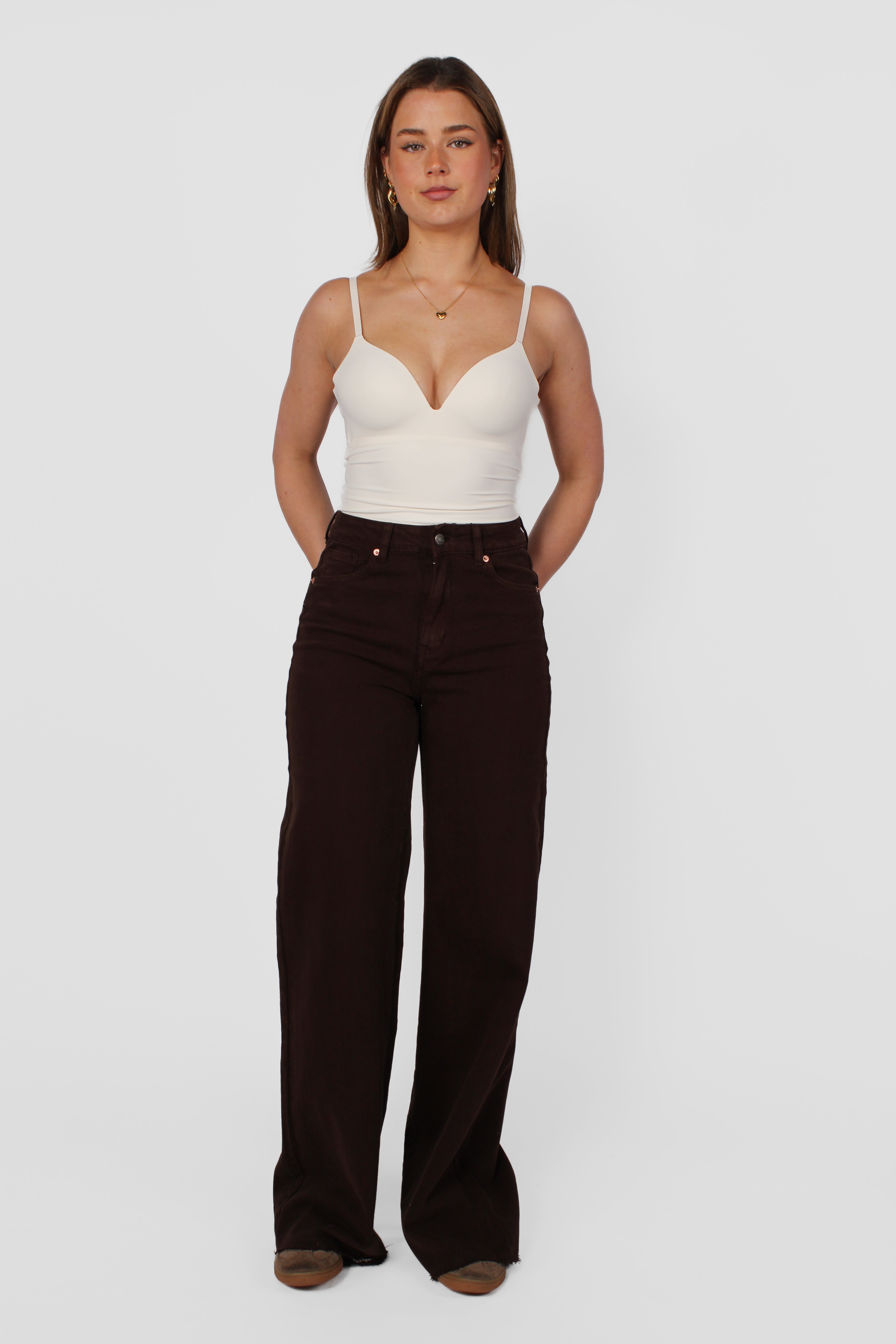 "TALL" WIDE LEG JEANS 9131 - DARK BROWN