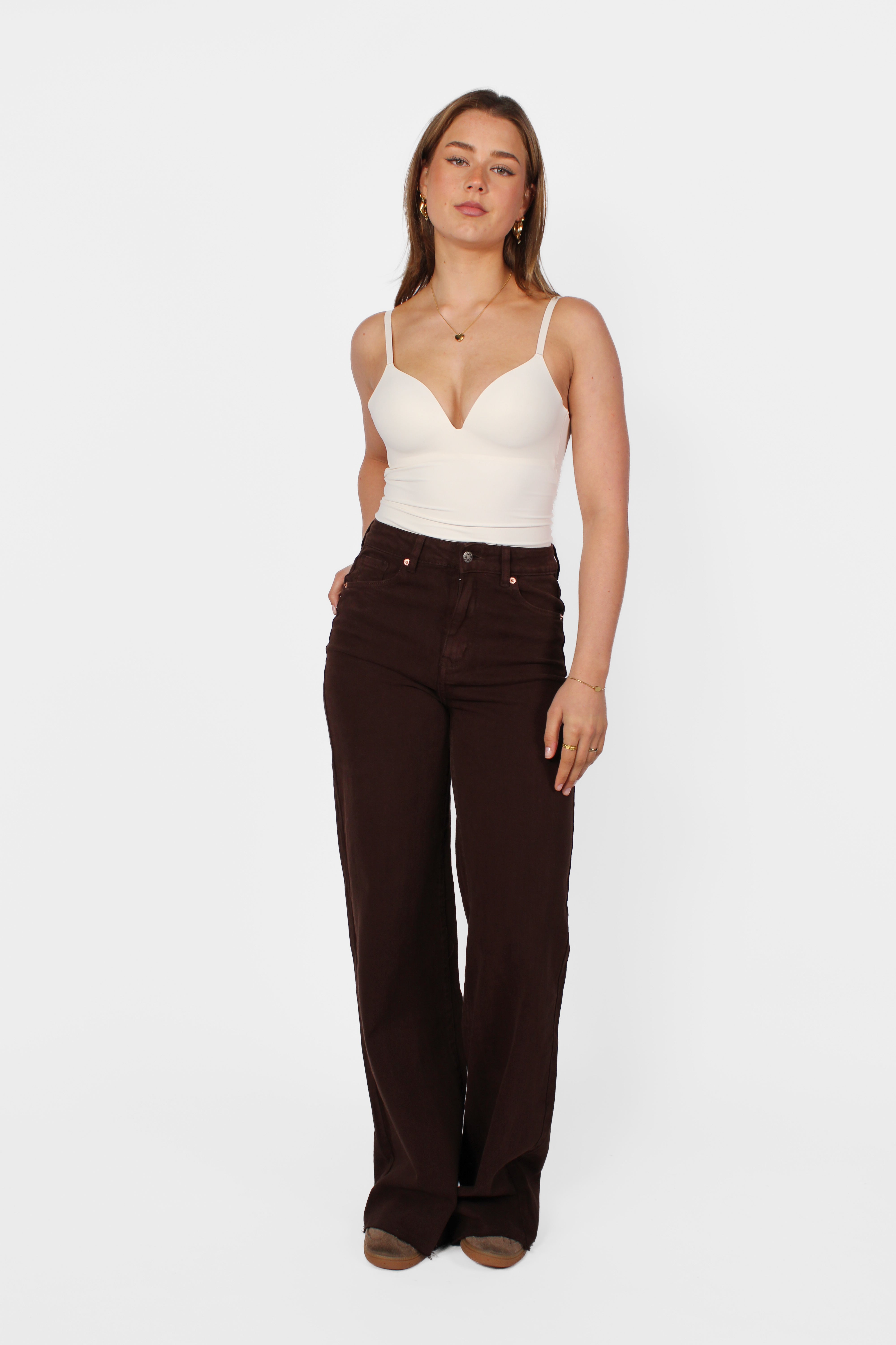 "TALL" WIDE LEG JEANS 9131 - DARK BROWN