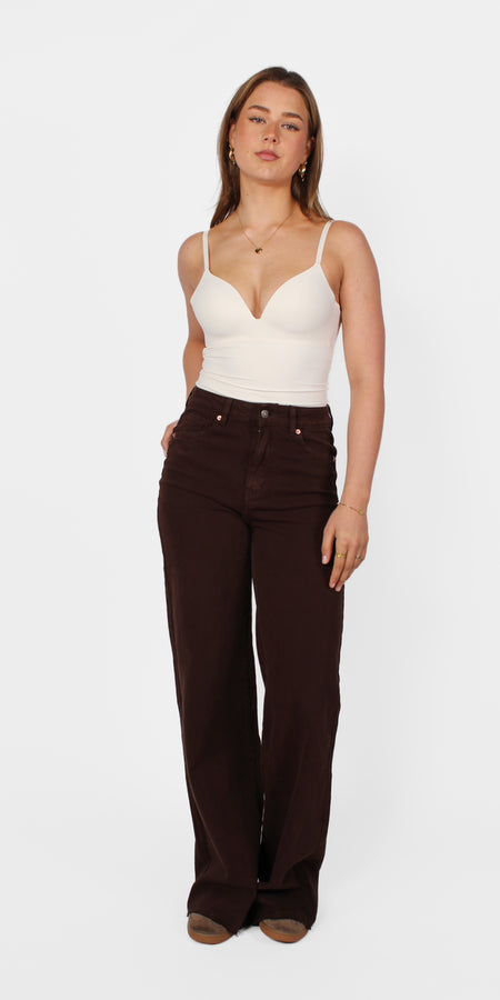 "TALL" WIDE LEG JEANS 9131 - DARK BROWN