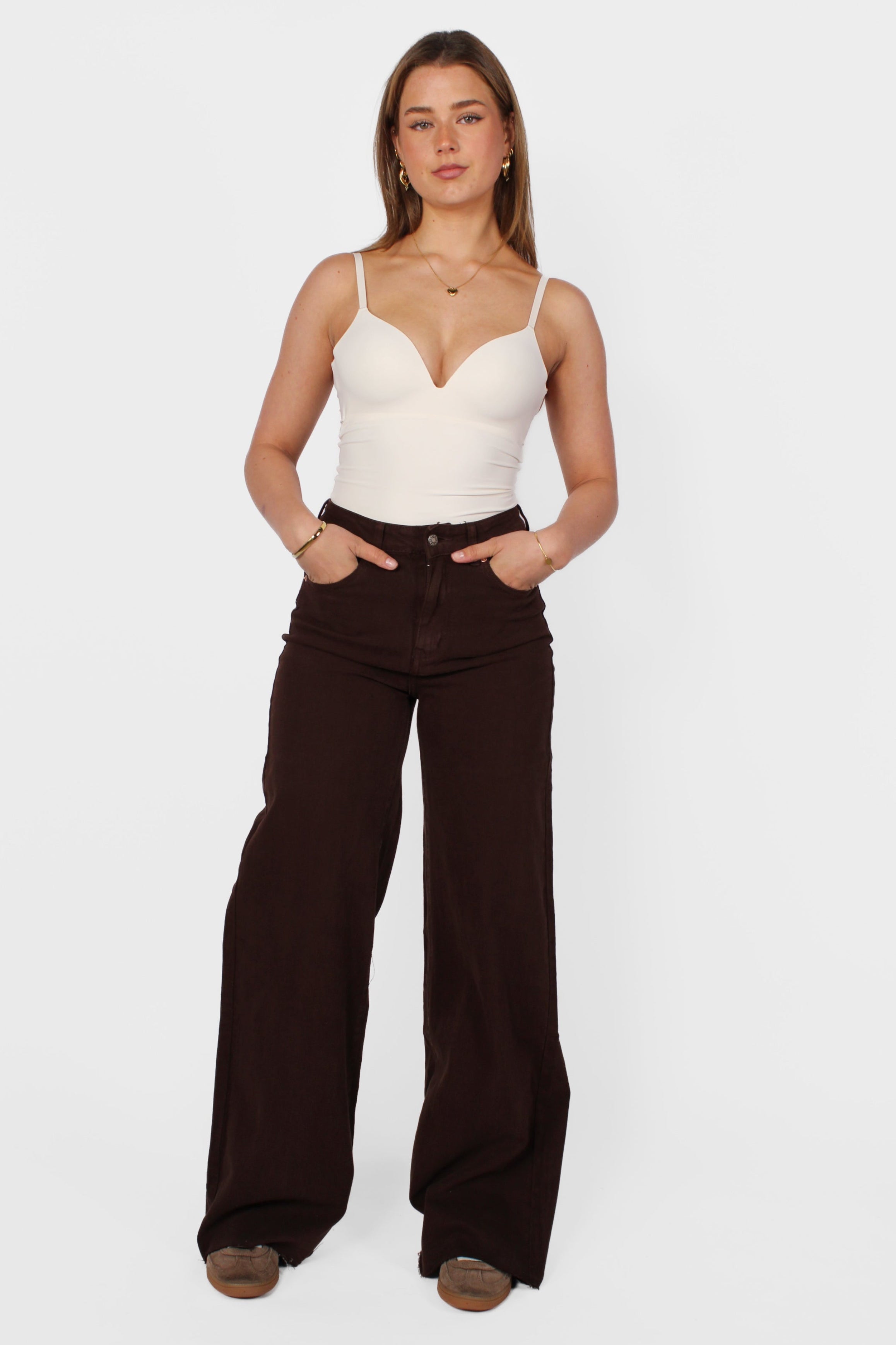 "TALL" WIDE LEG JEANS 9131 - DARK BROWN