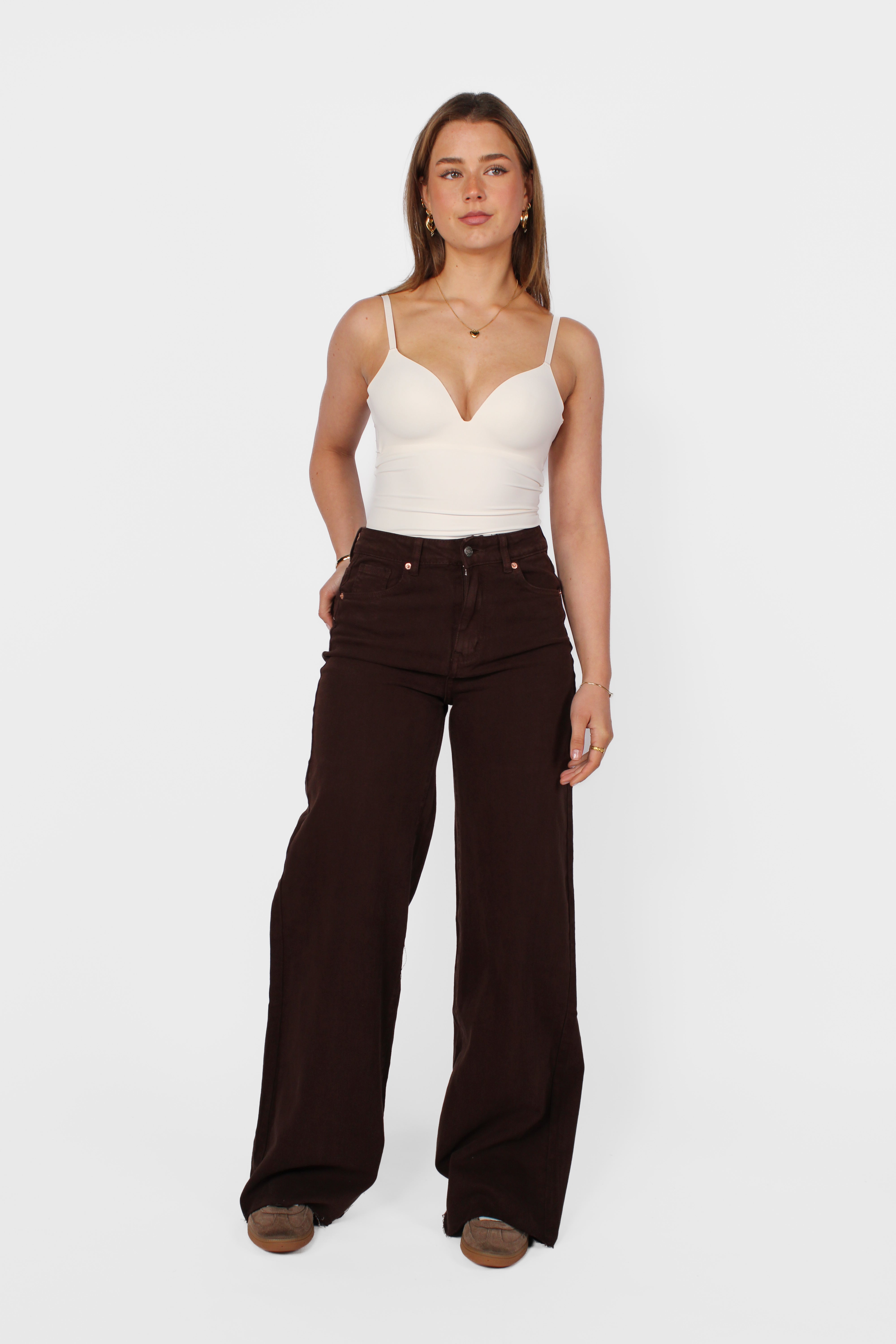 "TALL" WIDE LEG JEANS 9131 - DARK BROWN