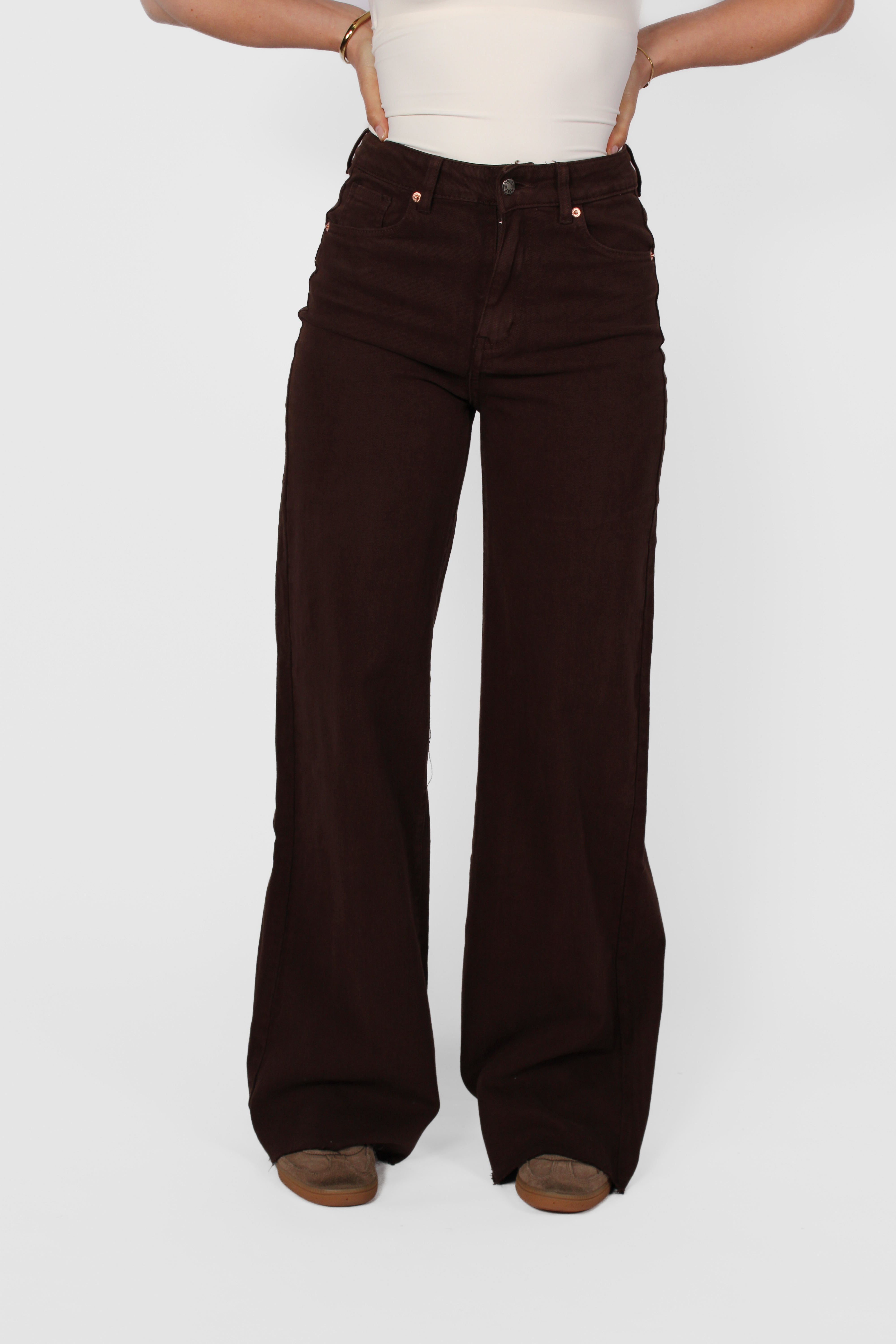 "TALL" WIDE LEG JEANS 9131 - DARK BROWN