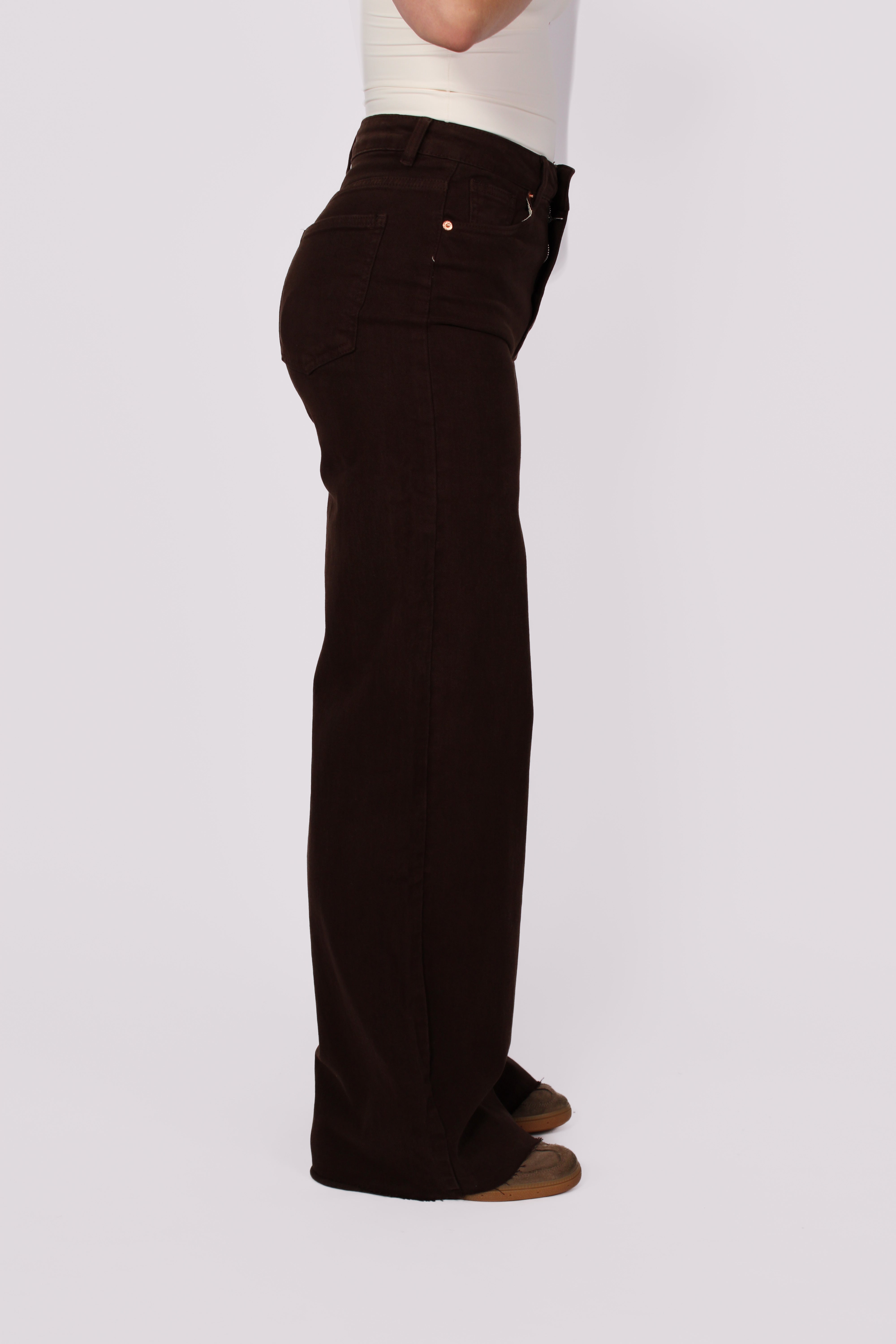 "TALL" WIDE LEG JEANS 9131 - DARK BROWN